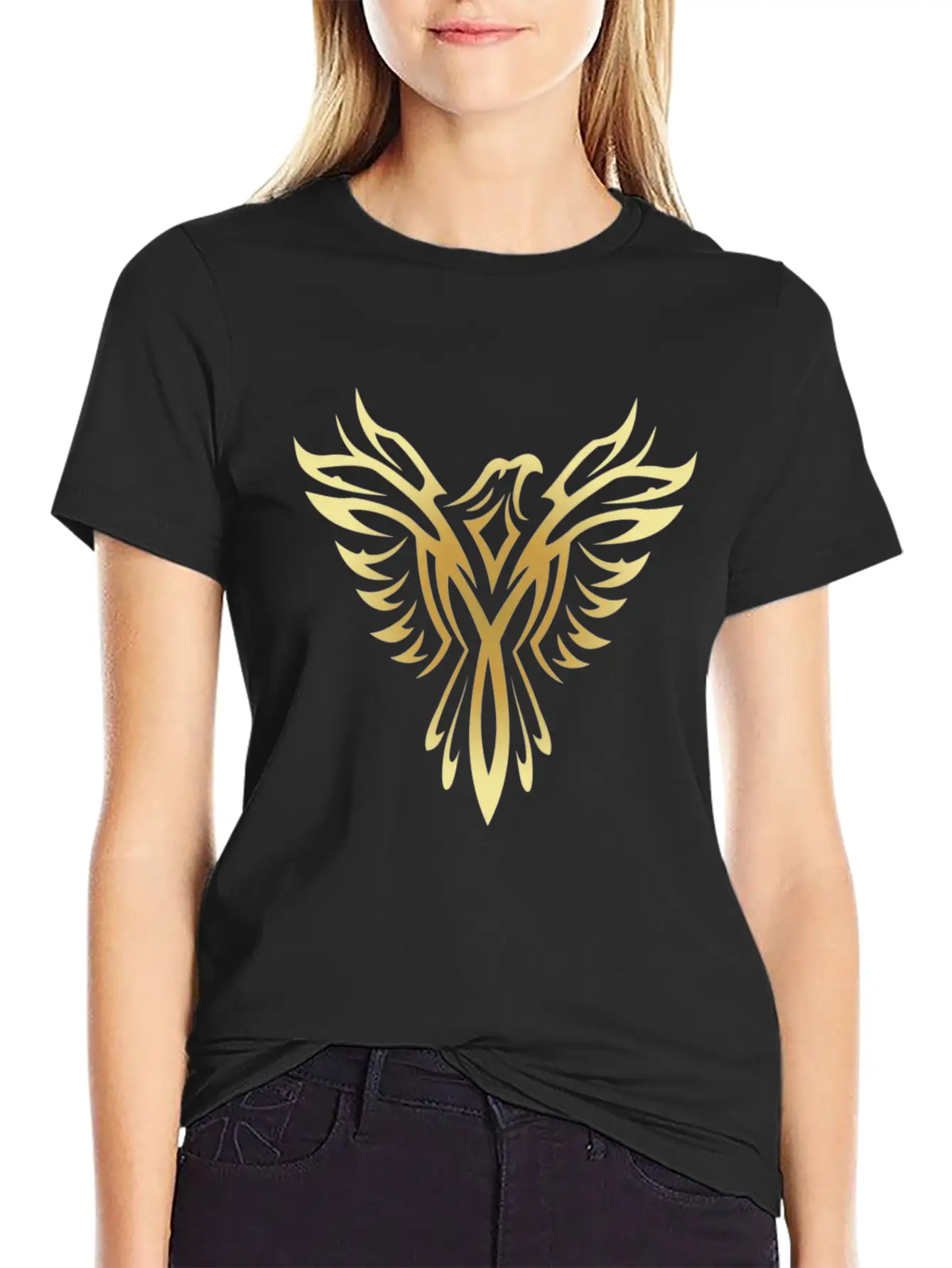 Stylish Gold Phoenix Mythical Bird Rising Born Unisex Casual T-Shirt – Clean Design For Daily Comfort