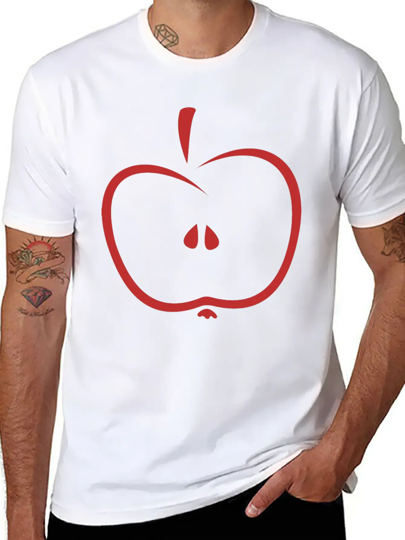 Stylized Apple Stem Lightweight Cotton T-Shirt – Daily Comfort Graphic Shirt