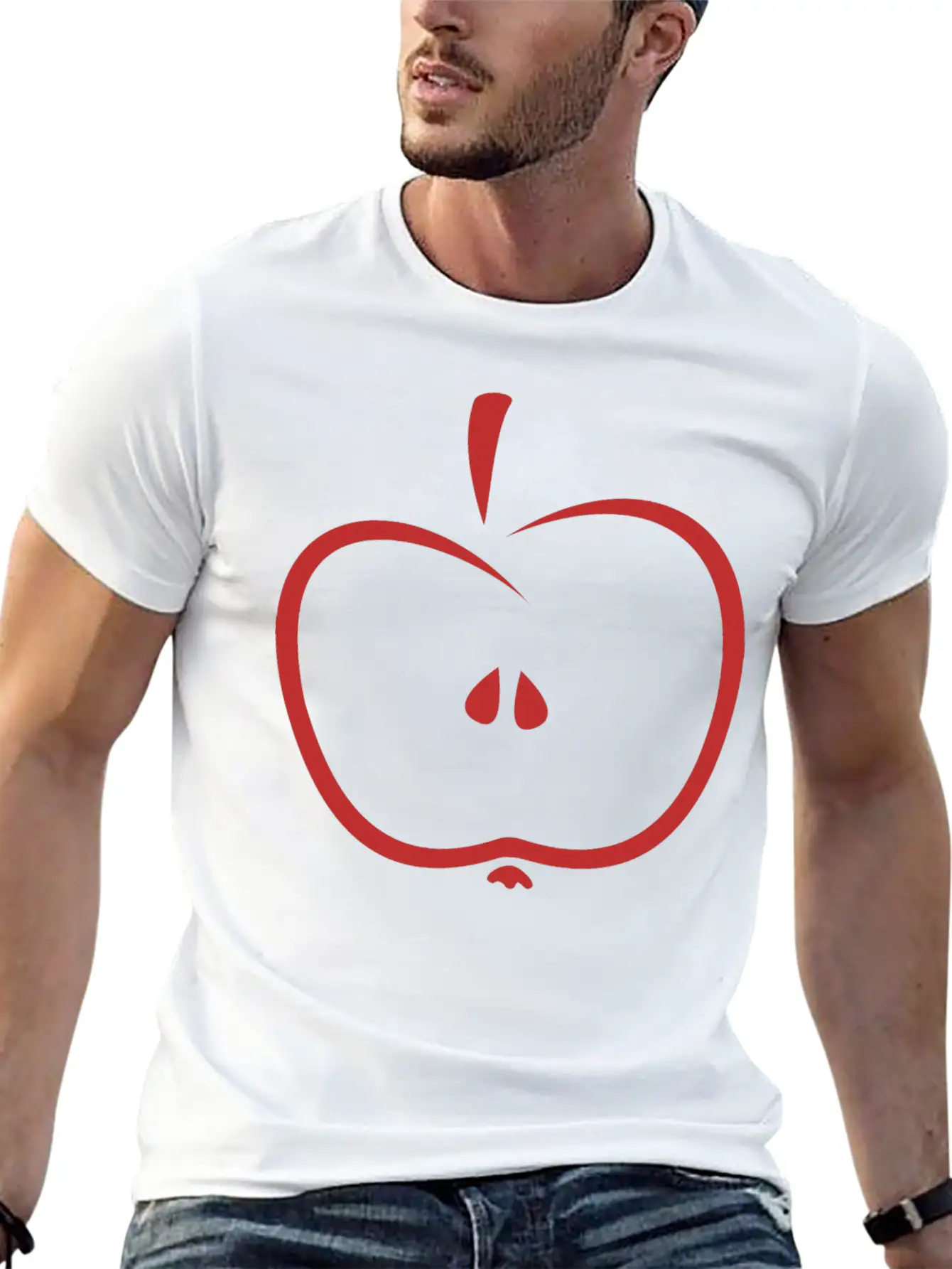Stylized Apple Stem Lightweight Cotton T-Shirt – Daily Comfort Graphic Shirt
