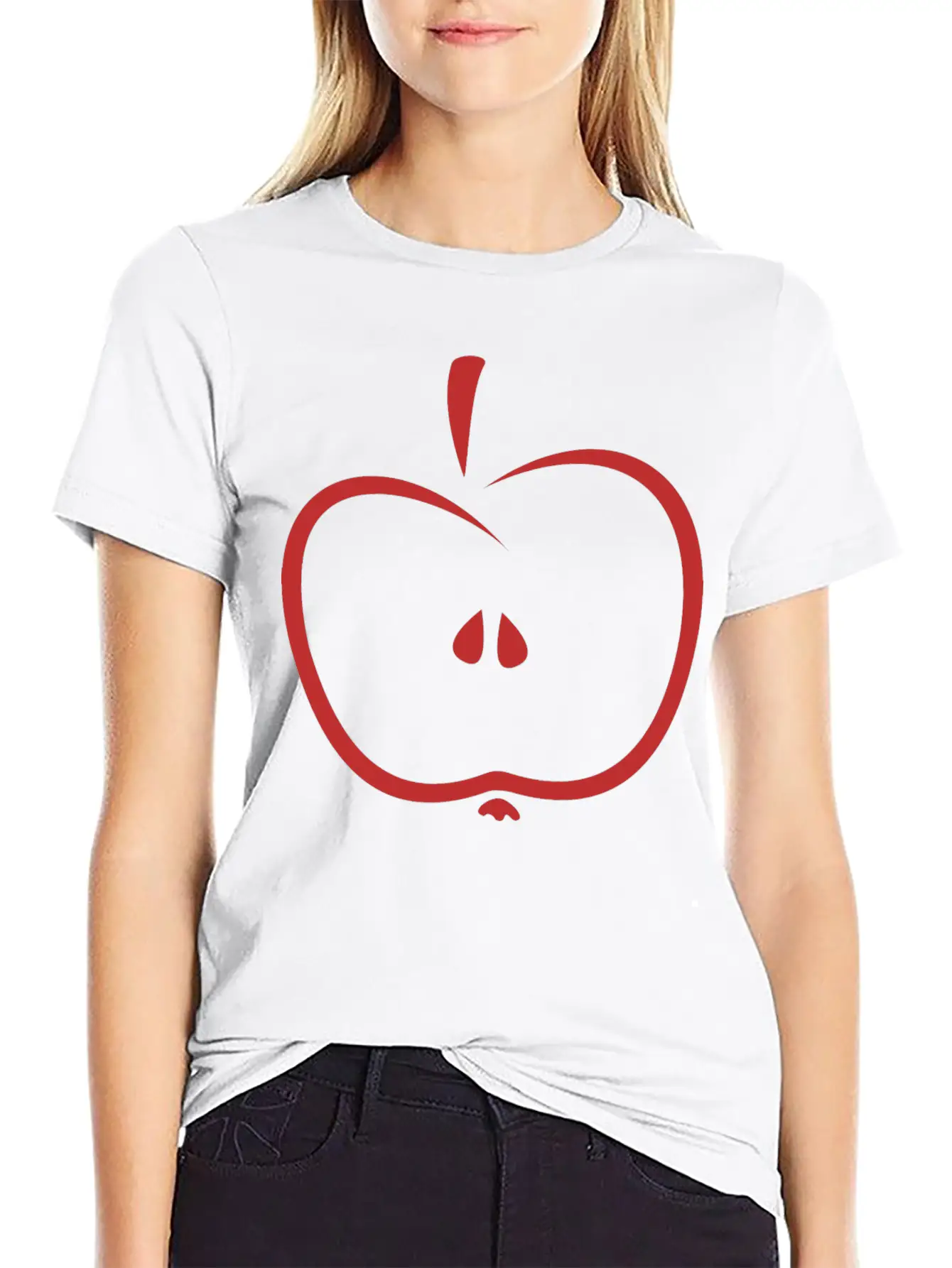Stylized Apple Stem Lightweight Cotton T-Shirt – Daily Comfort Graphic Shirt
