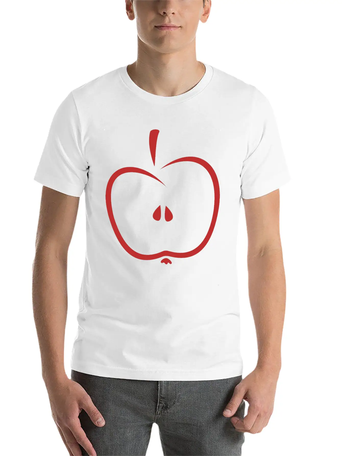 Stylized Apple Stem Lightweight Cotton T-Shirt – Daily Comfort Graphic Shirt