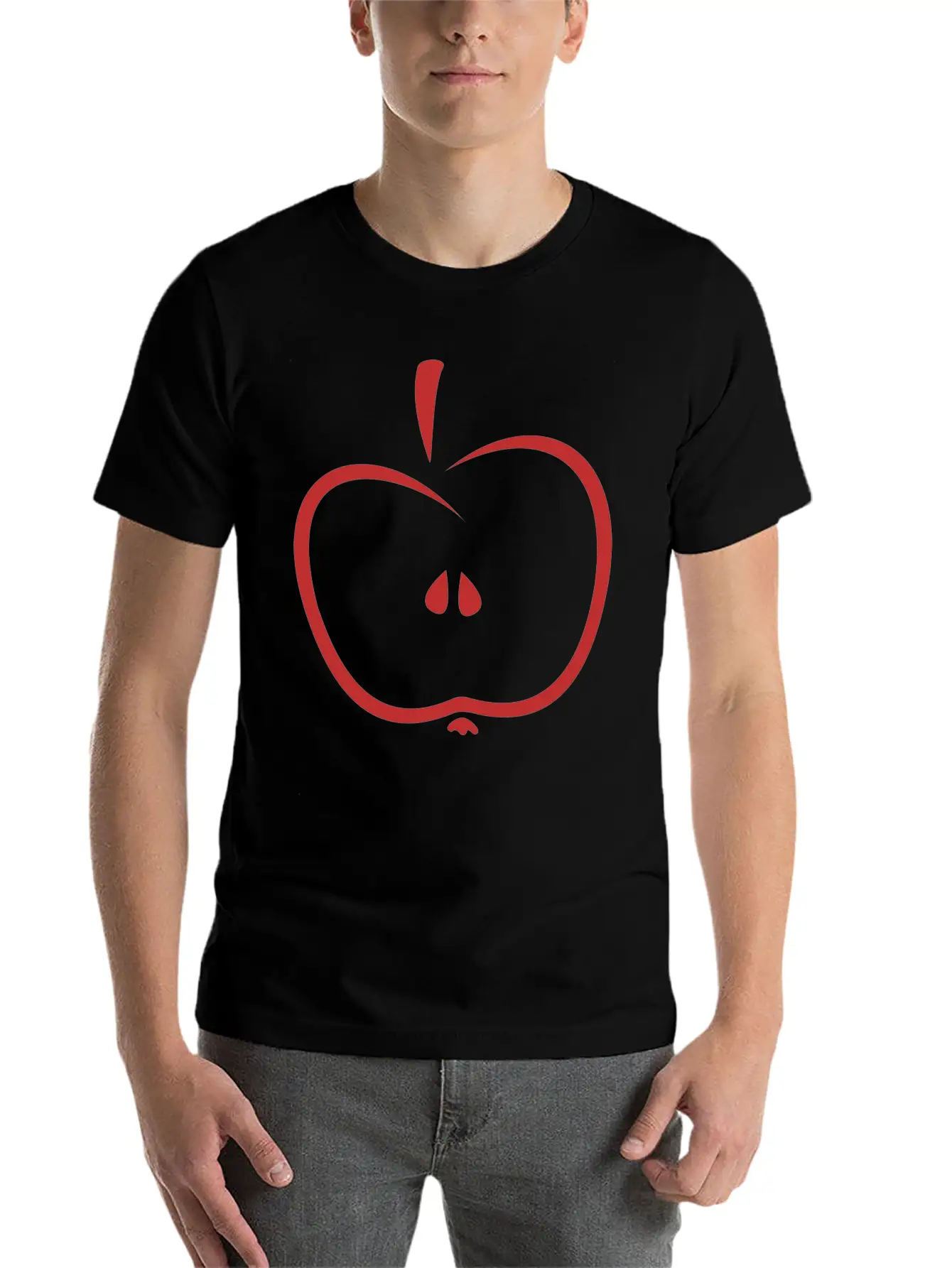 Stylized Apple Stem Lightweight Cotton T-Shirt – Daily Comfort Graphic Shirt