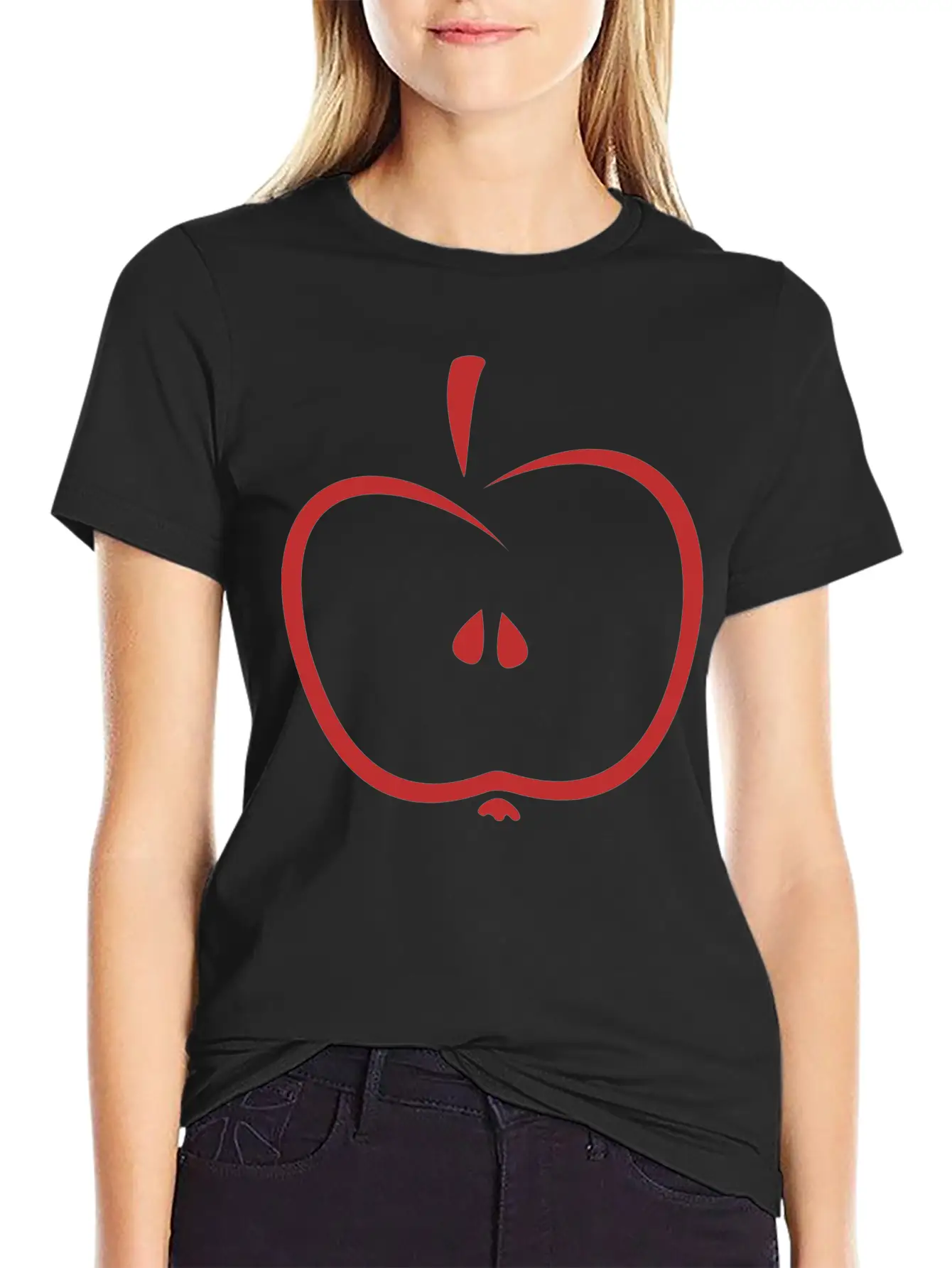Stylized Apple Stem Lightweight Cotton T-Shirt – Daily Comfort Graphic Shirt