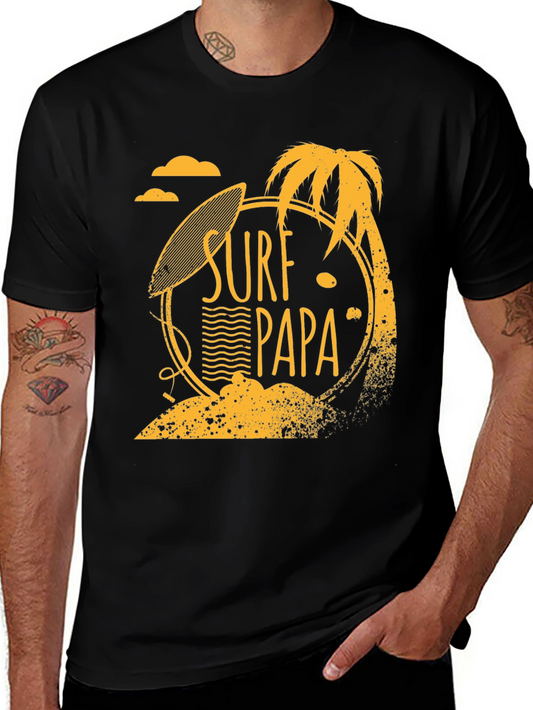Surf Papa Graphic T-Shirt - Black Cotton Tee