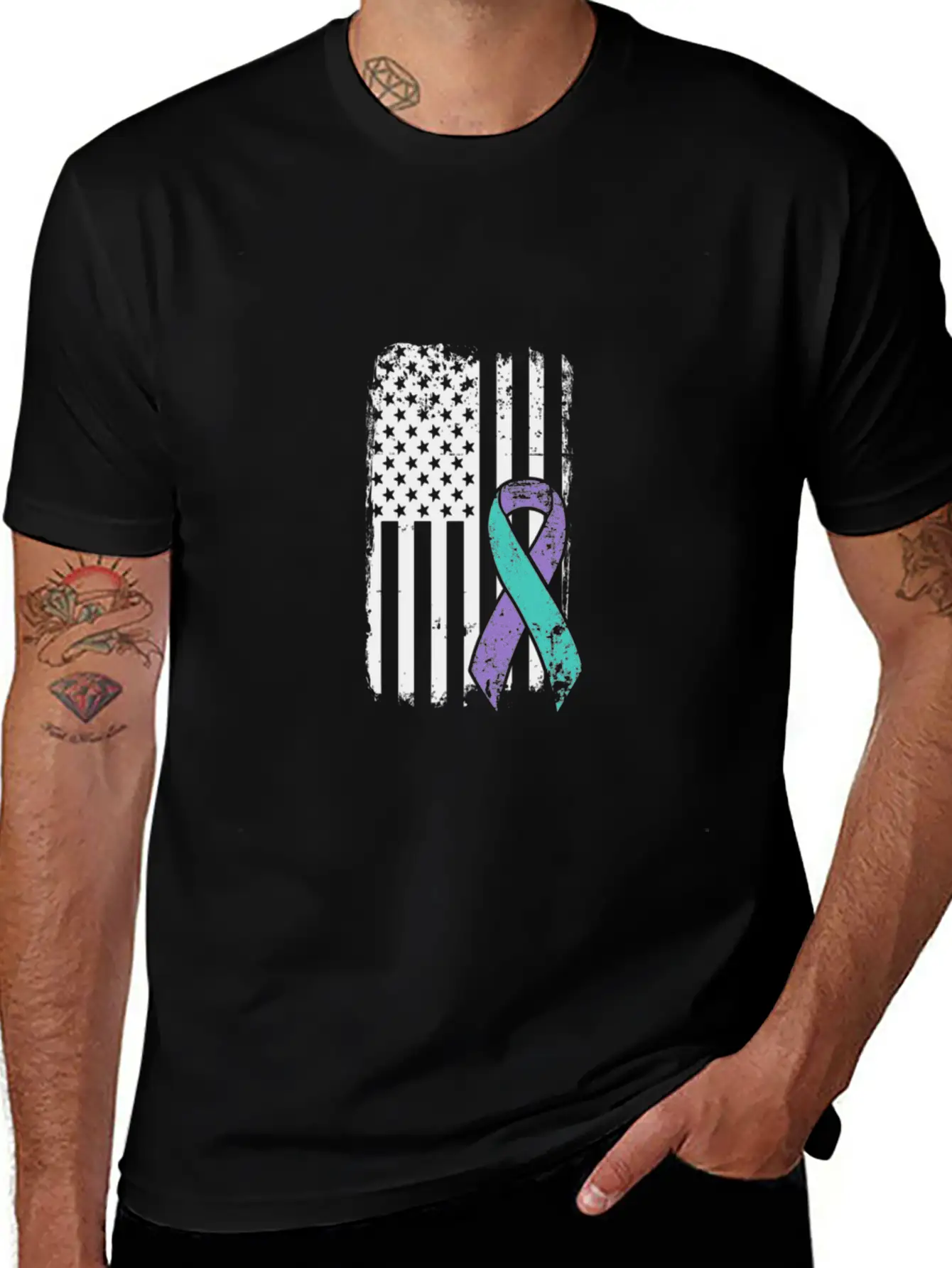 Suicide Prevention Awareness Ribbon - USA American Soft Cotton Short Sleeve Tee – Unisex Wardrobe Staple