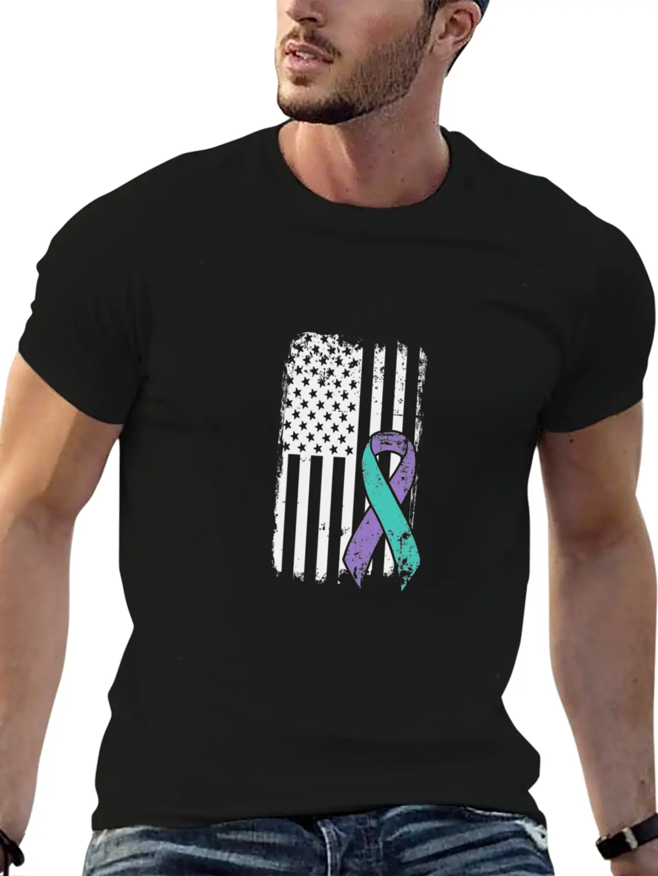 Suicide Prevention Awareness Ribbon - USA American Soft Cotton Short Sleeve Tee – Unisex Wardrobe Staple
