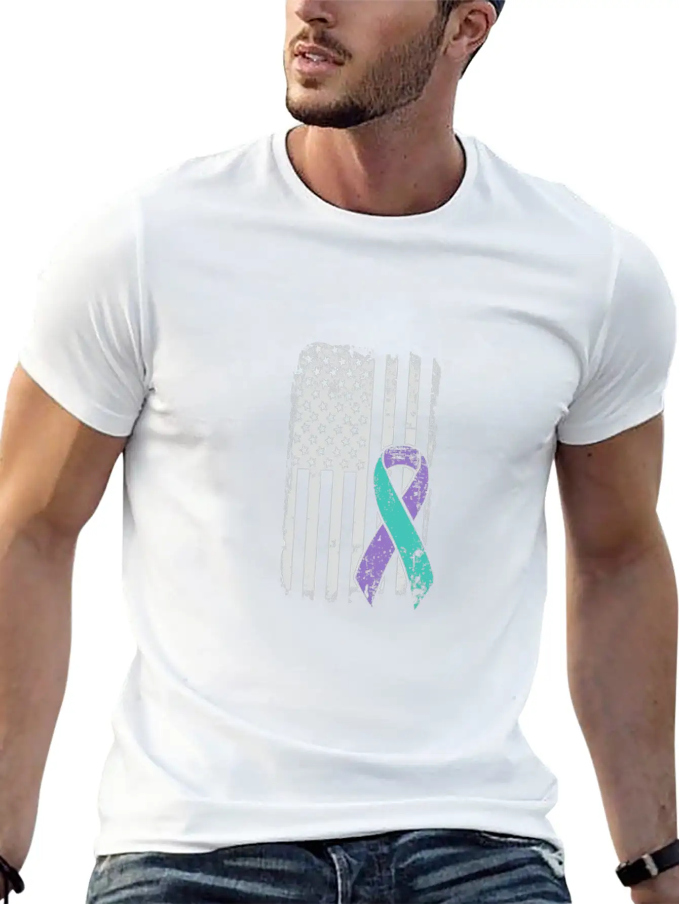 Suicide Prevention Awareness Ribbon - USA American Soft Cotton Short Sleeve Tee – Unisex Wardrobe Staple