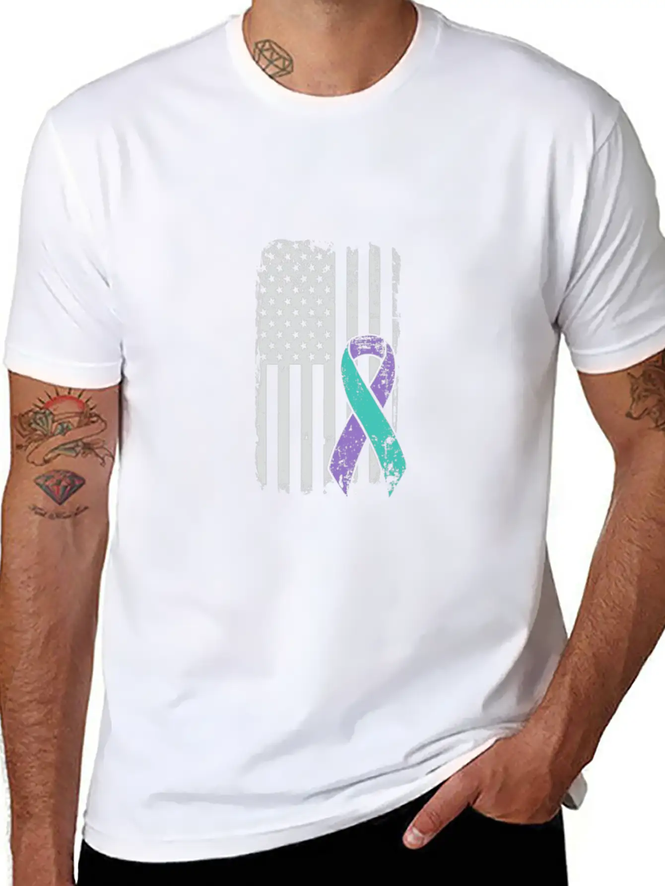Suicide Prevention Awareness Ribbon - USA American Soft Cotton Short Sleeve Tee – Unisex Wardrobe Staple