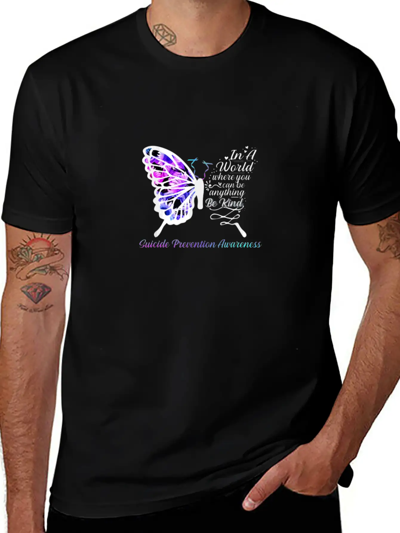 Suicide Prevention Awareness Sunflower Butterfly Classic Fit Graphic Tee For Daily Comfort – Unisex Cotton Shirt