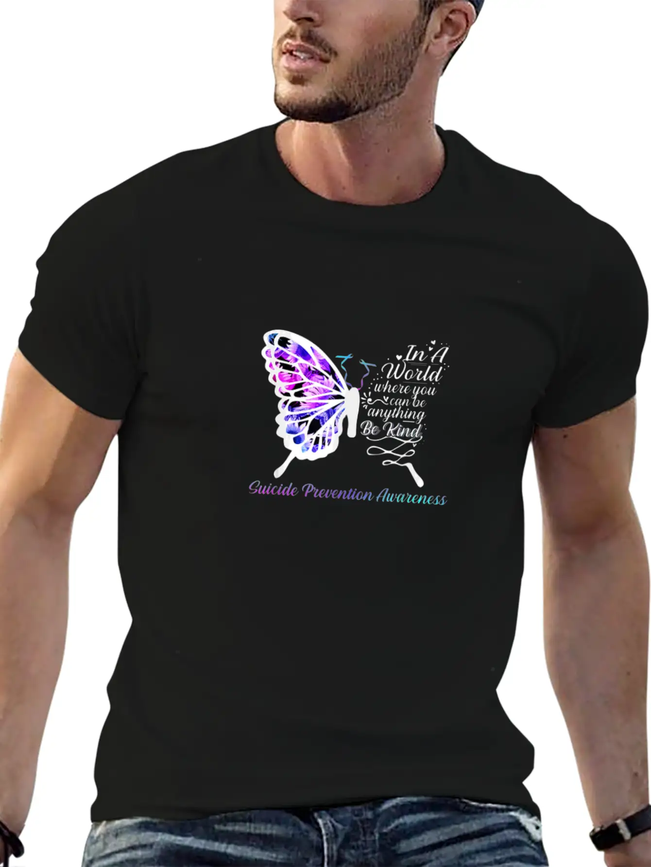 Suicide Prevention Awareness Sunflower Butterfly Classic Fit Graphic Tee For Daily Comfort – Unisex Cotton Shirt