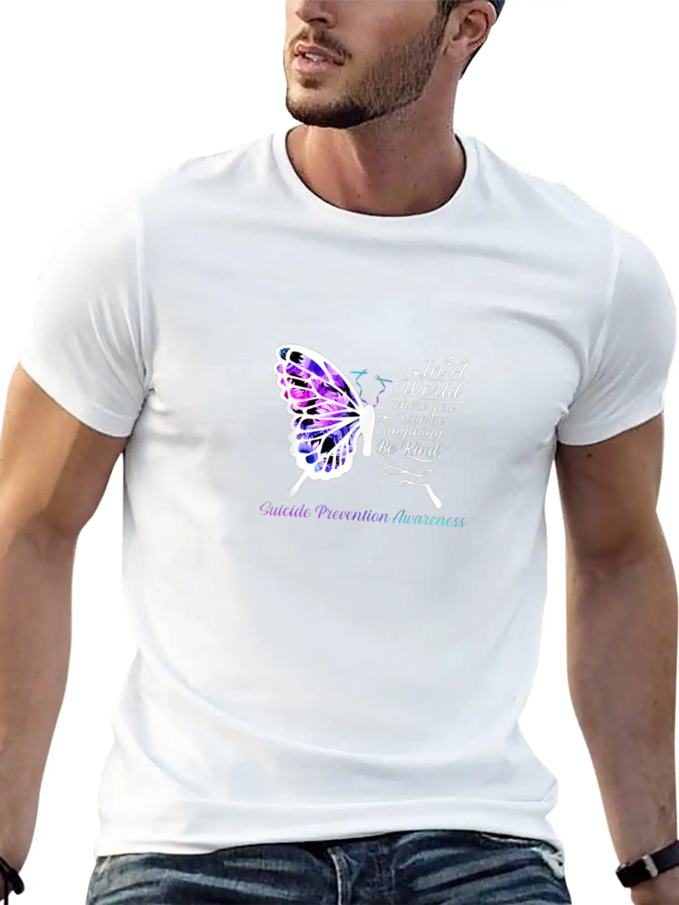 Suicide Prevention Awareness Sunflower Butterfly Classic Fit Graphic Tee For Daily Comfort – Unisex Cotton Shirt