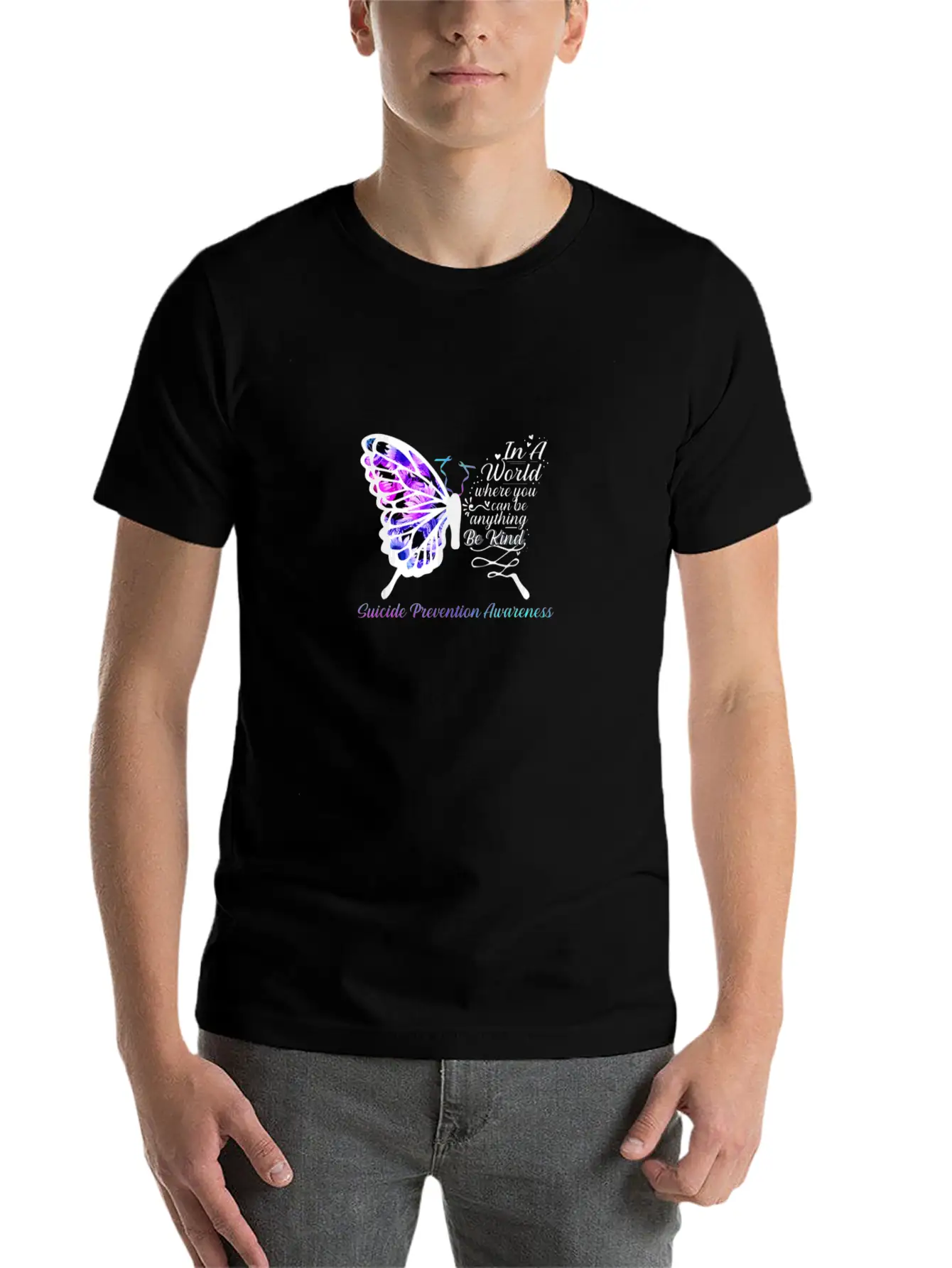 Suicide Prevention Awareness Sunflower Butterfly Classic Fit Graphic Tee For Daily Comfort – Unisex Cotton Shirt