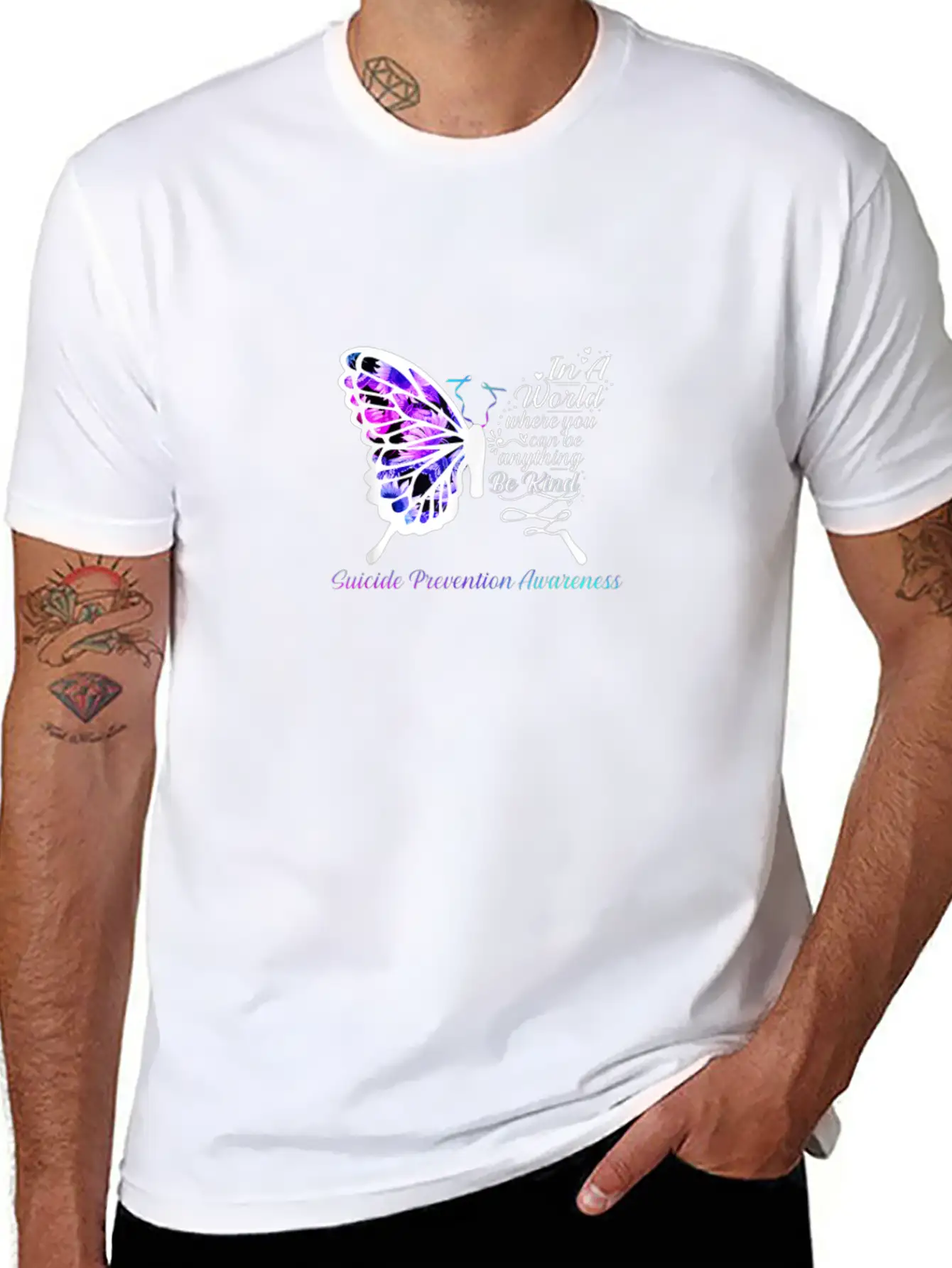 Suicide Prevention Awareness Sunflower Butterfly Classic Fit Graphic Tee For Daily Comfort – Unisex Cotton Shirt