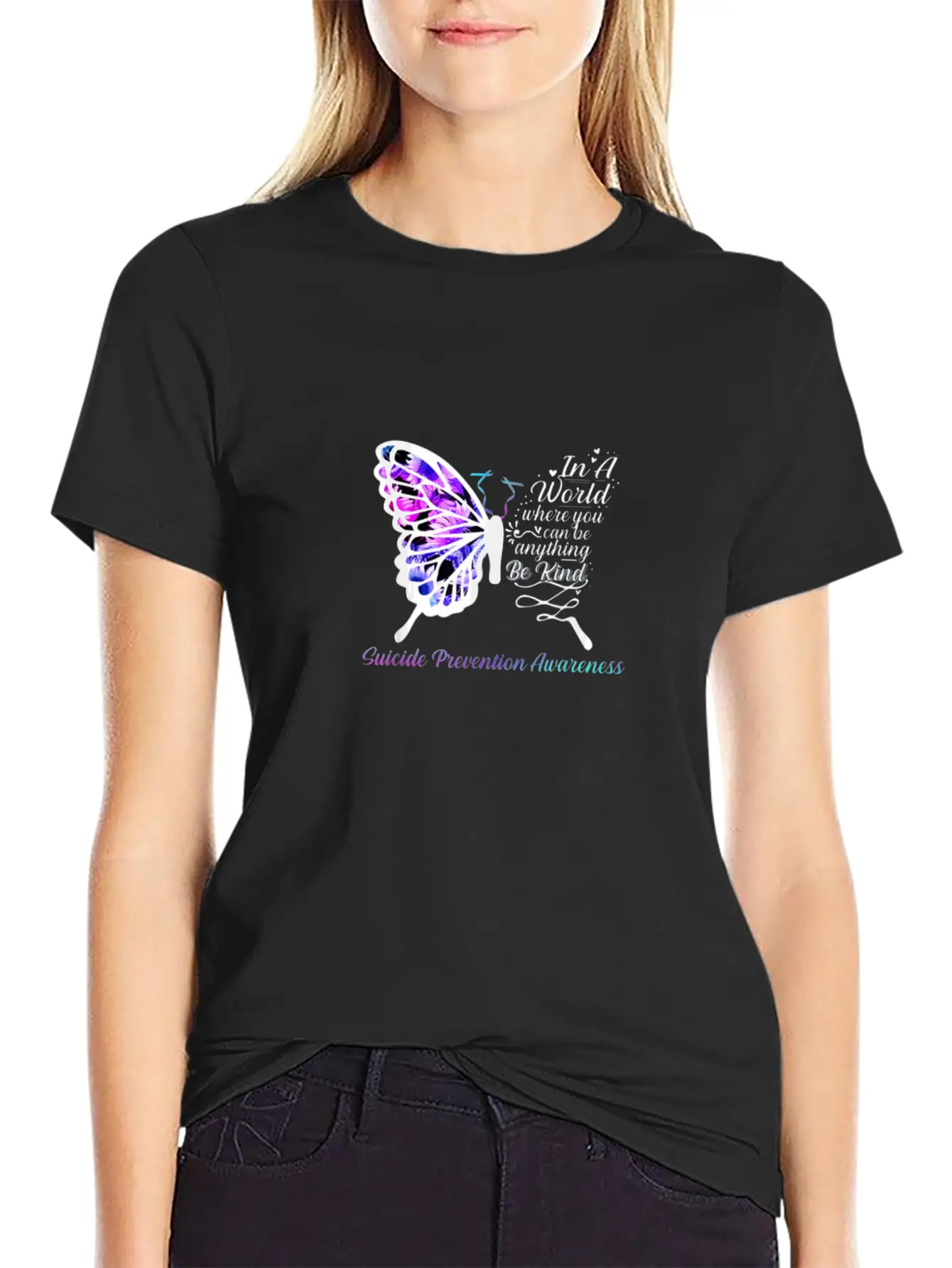 Suicide Prevention Awareness Sunflower Butterfly Classic Fit Graphic Tee For Daily Comfort – Unisex Cotton Shirt