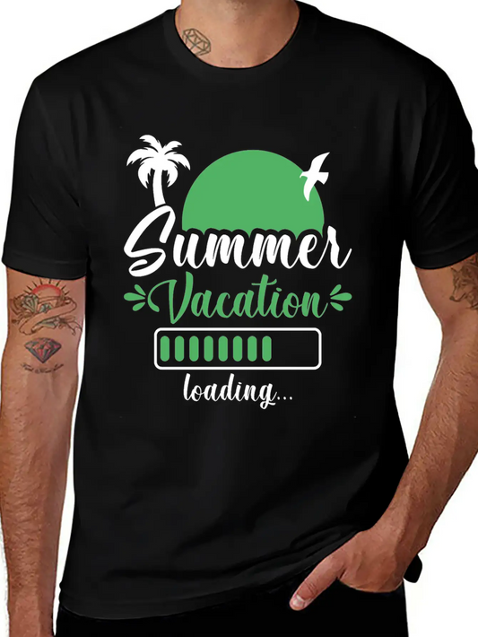 Summer Vacation Loading , Palm Trees Sun Relaxed Everyday Tee – Lightweight And Durable Cotton