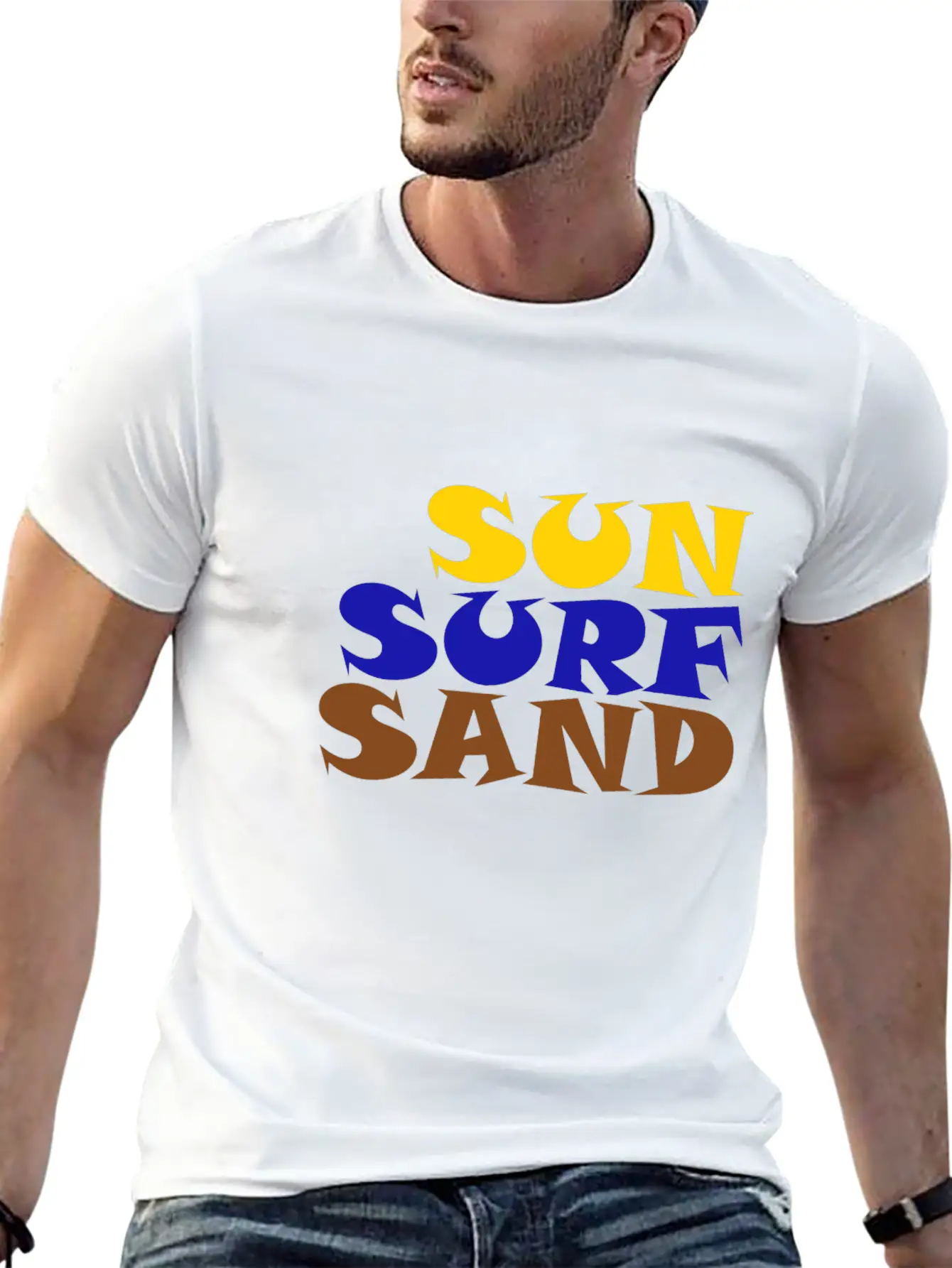 SUN SURF SAND Modern Fit Casual T-Shirt ��� Clean And Versatile Design
