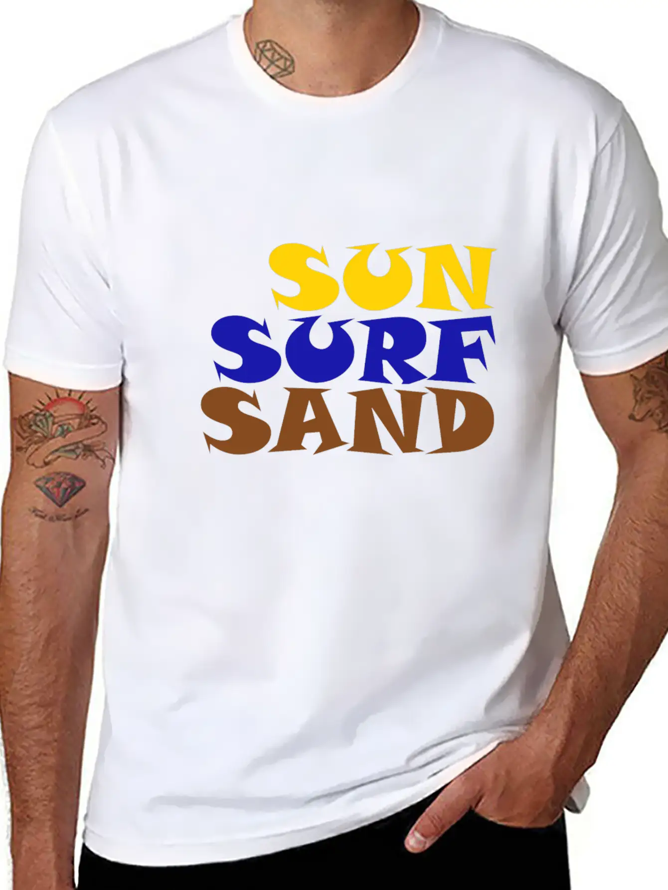SUN SURF SAND Modern Fit Casual T-Shirt ��� Clean And Versatile Design