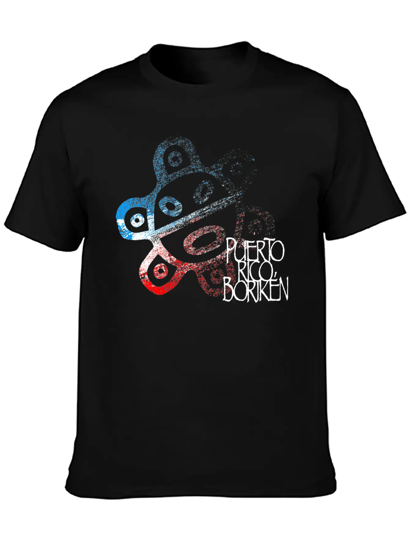 Sun Taino Puerto Rico Flag Colors Grunge Style Essential Cotton Tee For Daily Outfits – Unisex Style