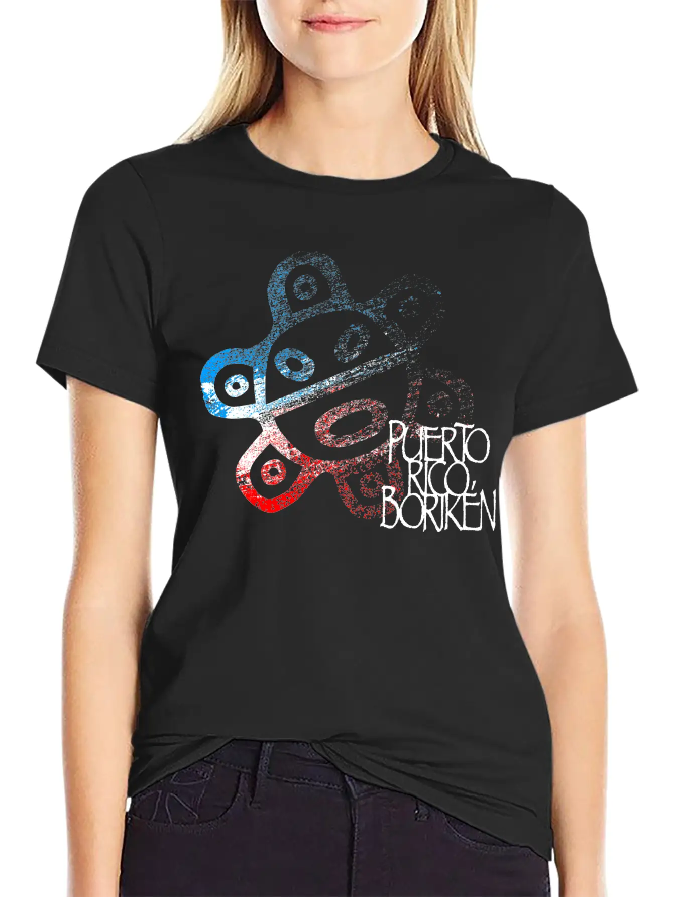 Sun Taino Puerto Rico Flag Colors Grunge Style Essential Cotton Tee For Daily Outfits – Unisex Style
