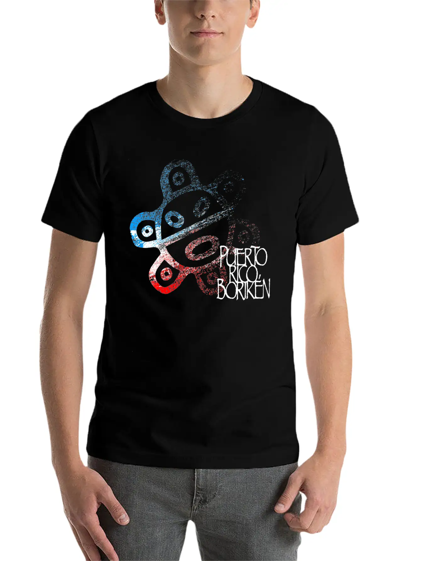 Sun Taino Puerto Rico Flag Colors Grunge Style Essential Cotton Tee For Daily Outfits – Unisex Style