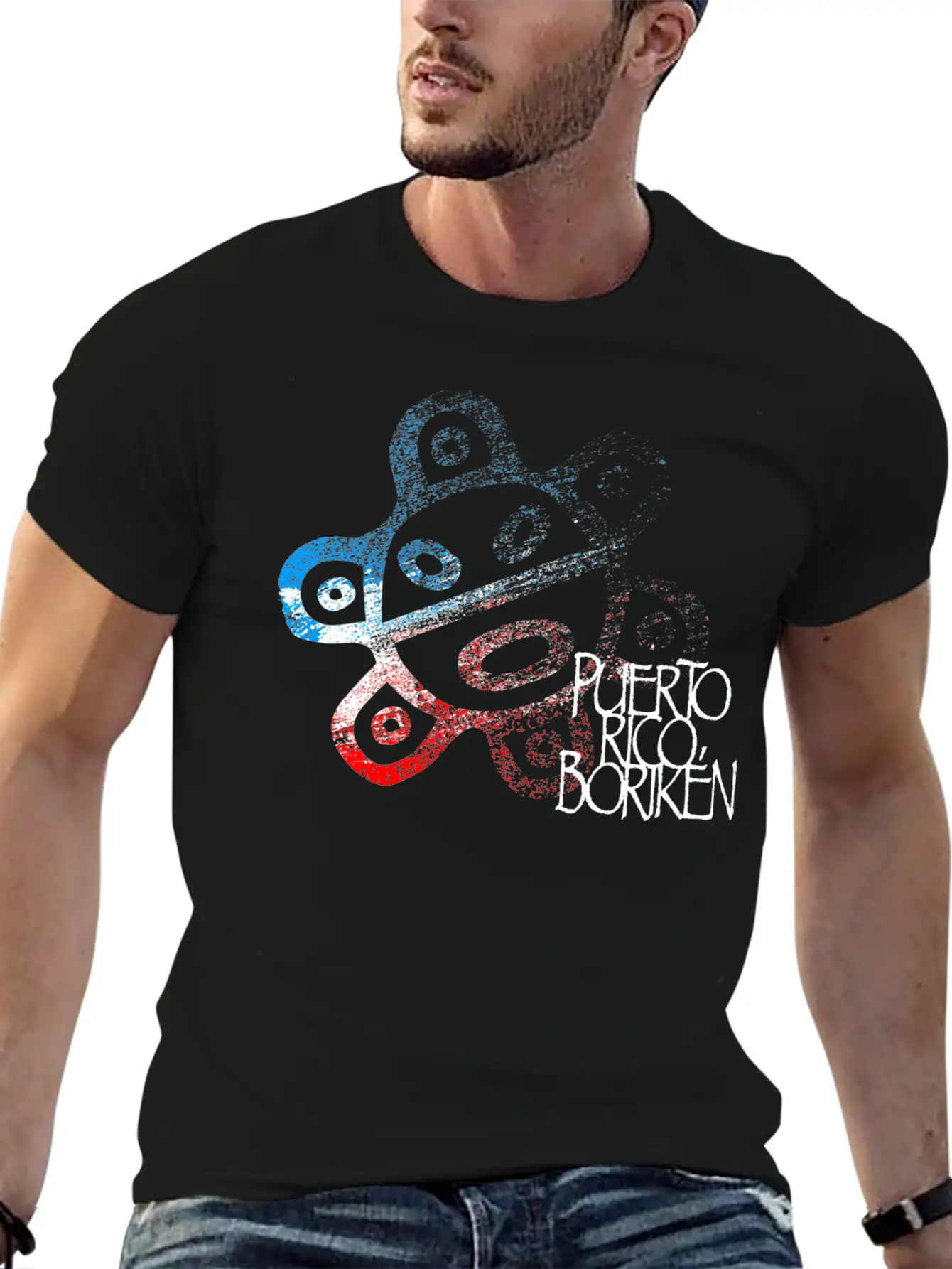 Sun Taino Puerto Rico Flag Colors Grunge Style Essential Cotton Tee For Daily Outfits – Unisex Style