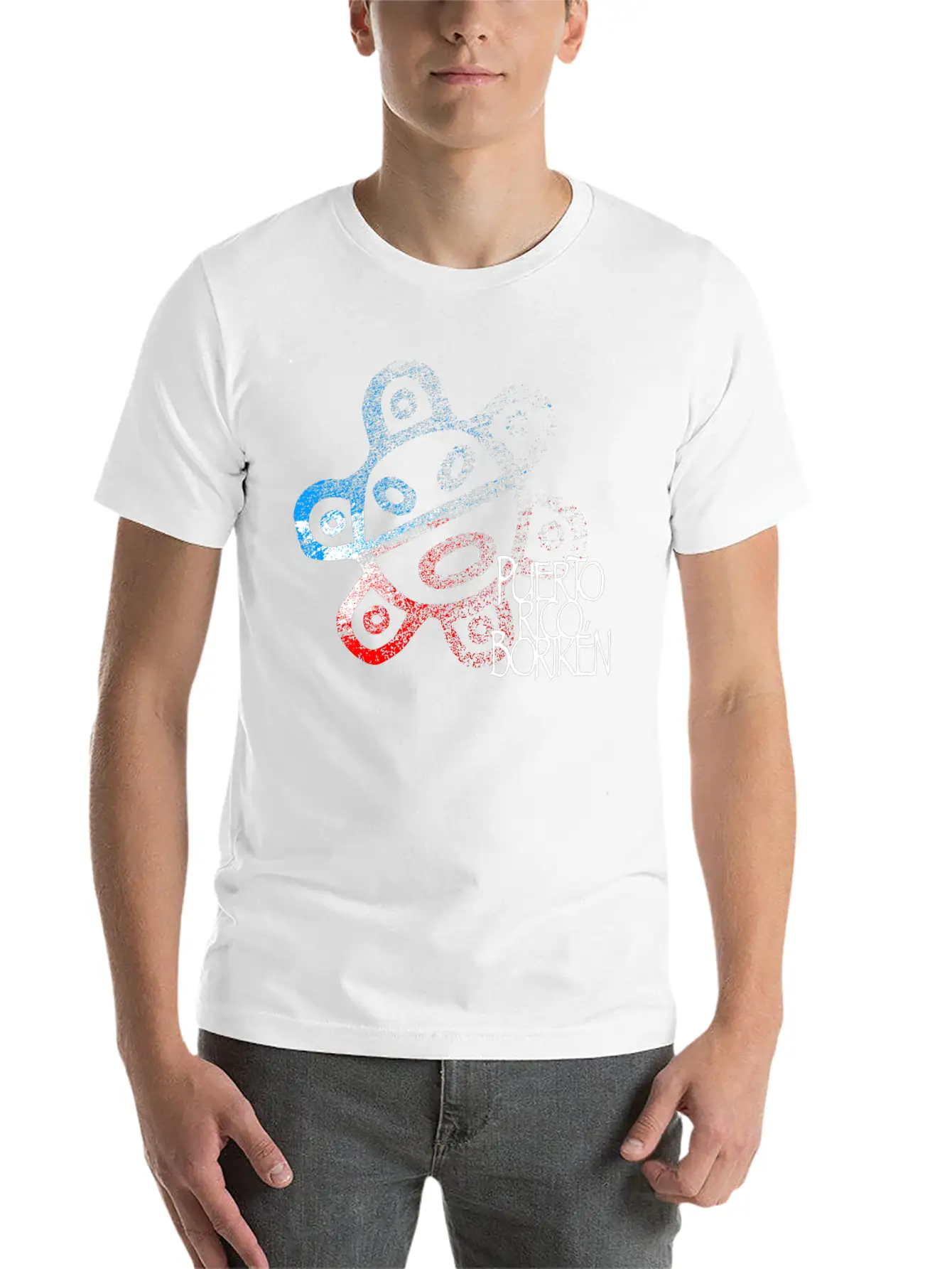 Sun Taino Puerto Rico Flag Colors Grunge Style Essential Cotton Tee For Daily Outfits – Unisex Style