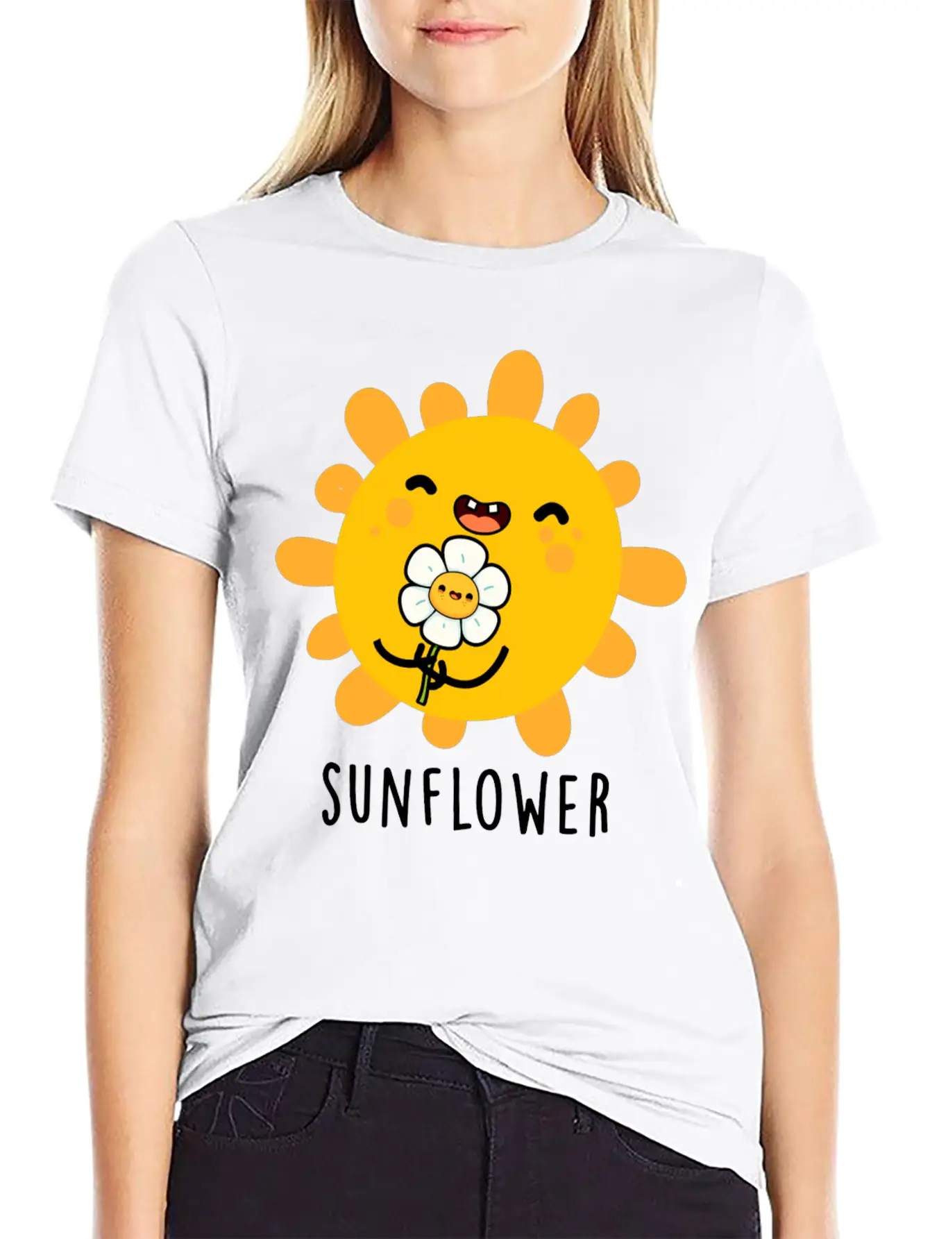 Sunflower Cute Sun And Flower Stylish Everyday T-Shirt – Unisex Basic Cotton Tee