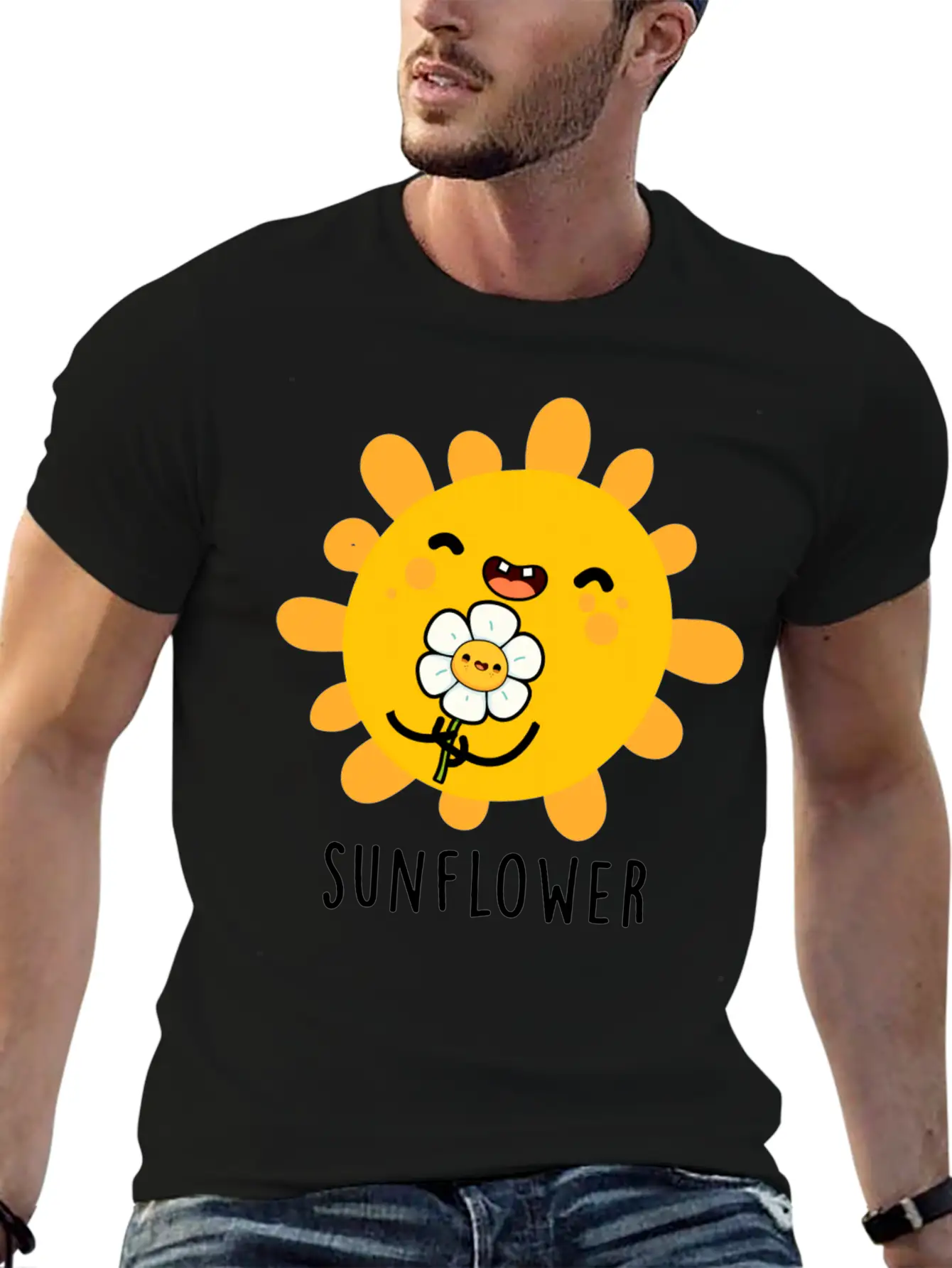 Sunflower Cute Sun And Flower Stylish Everyday T-Shirt – Unisex Basic Cotton Tee