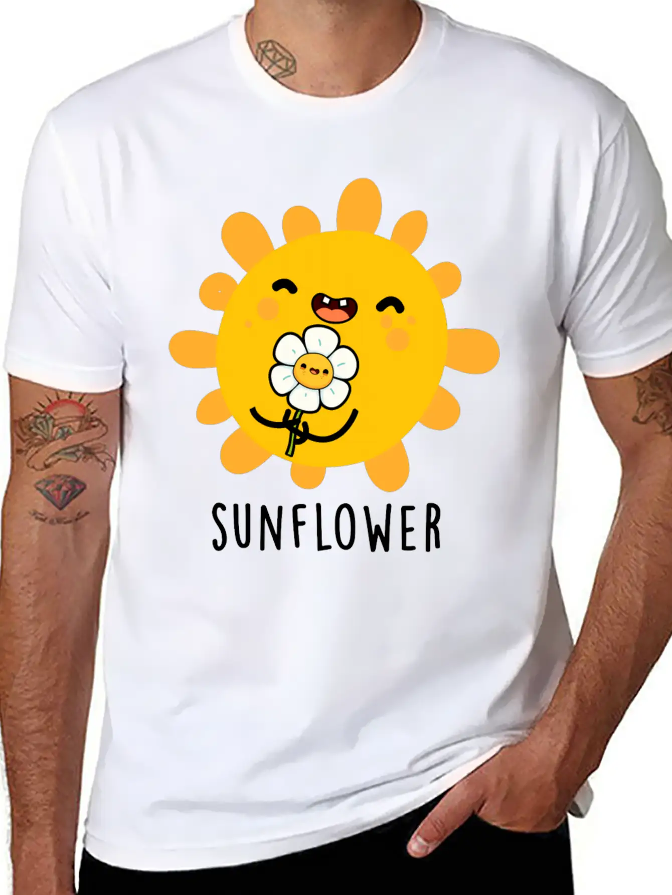 Sunflower Cute Sun And Flower Stylish Everyday T-Shirt – Unisex Basic Cotton Tee