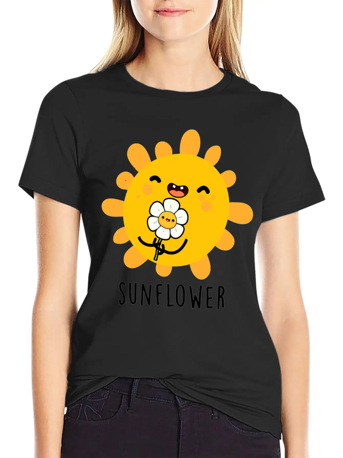 Sunflower Cute Sun And Flower Stylish Everyday T-Shirt – Unisex Basic Cotton Tee