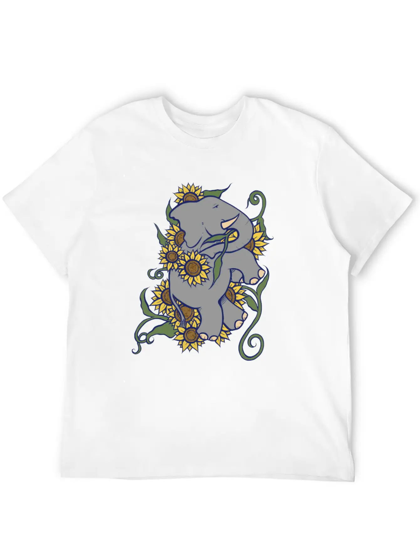 Sunflower Elephant Essential Cotton Tee For Daily Outfits – Unisex Style