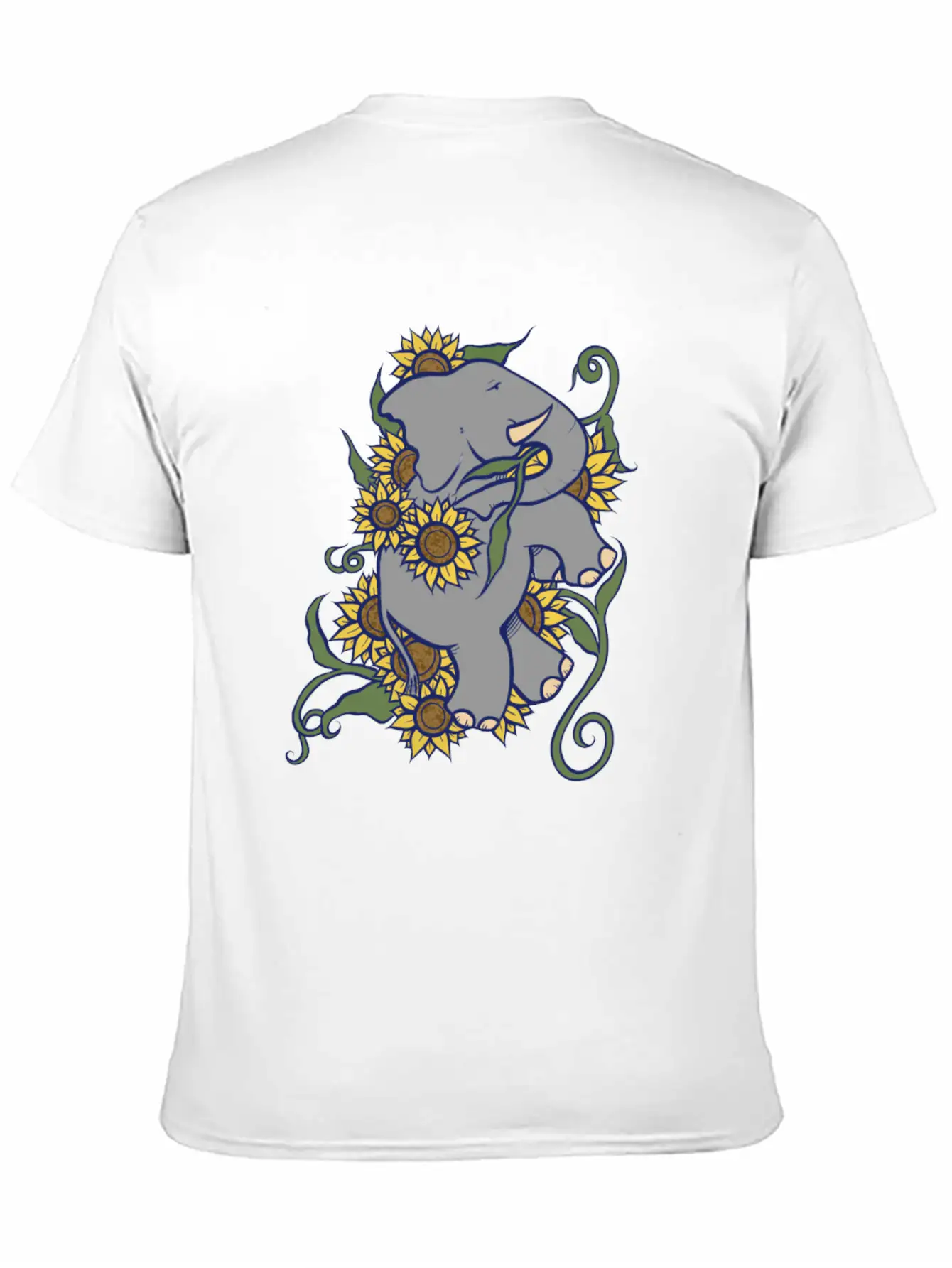 Sunflower Elephant Essential Cotton Tee For Daily Outfits – Unisex Style