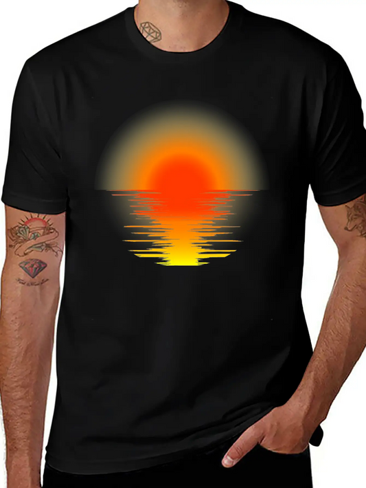 Sunset Transparent Design Relaxed Everyday Tee – Lightweight And Durable Cotton