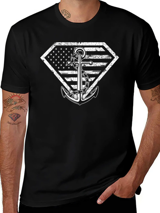Super Sailor-Sailor Flag T-shirt For American Lightweight Cotton T-Shirt – Daily Comfort Graphic Shirt