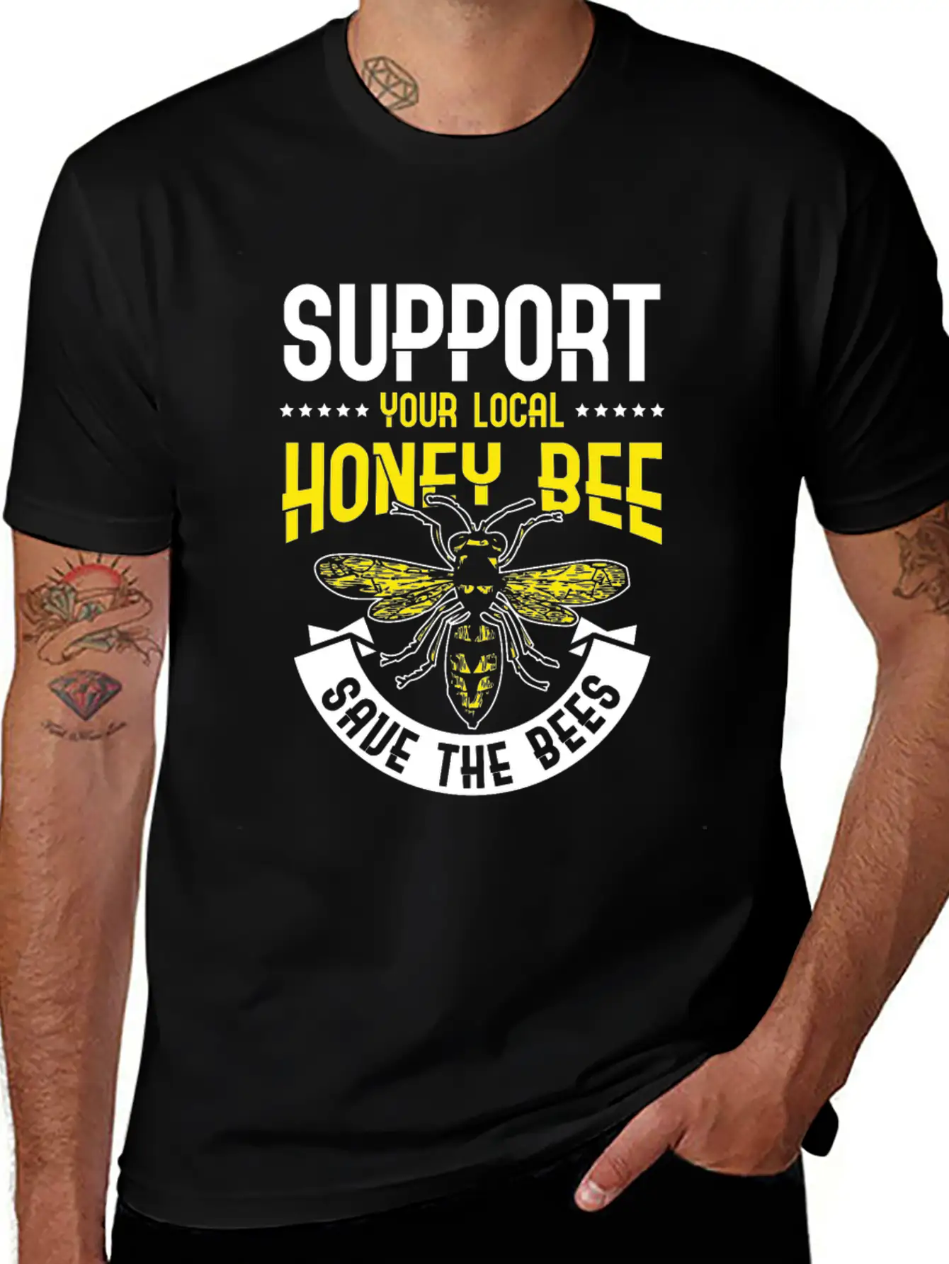 Support Your Local Honey Bee Save The Bees Unisex Casual T-Shirt – Clean Design For Daily Comfort
