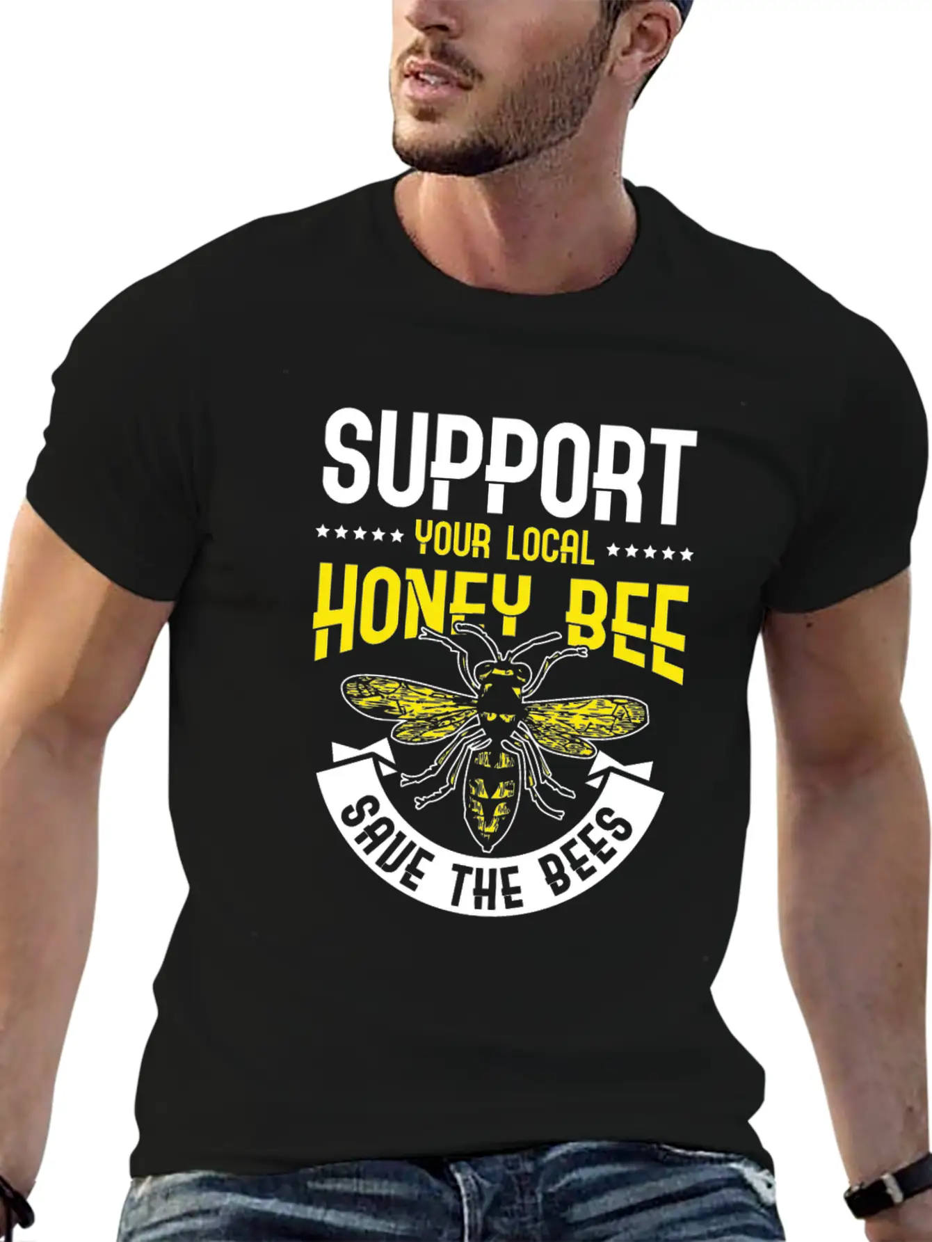 Support Your Local Honey Bee Save The Bees Unisex Casual T-Shirt – Clean Design For Daily Comfort