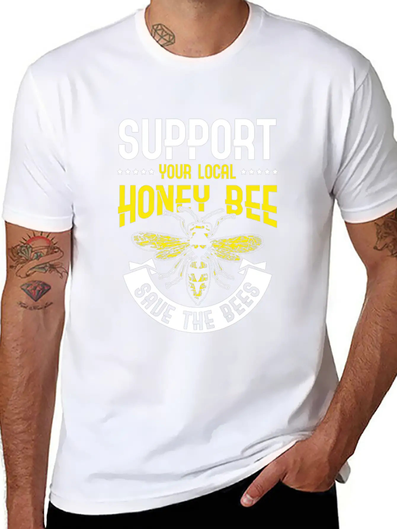 Support Your Local Honey Bee Save The Bees Unisex Casual T-Shirt – Clean Design For Daily Comfort