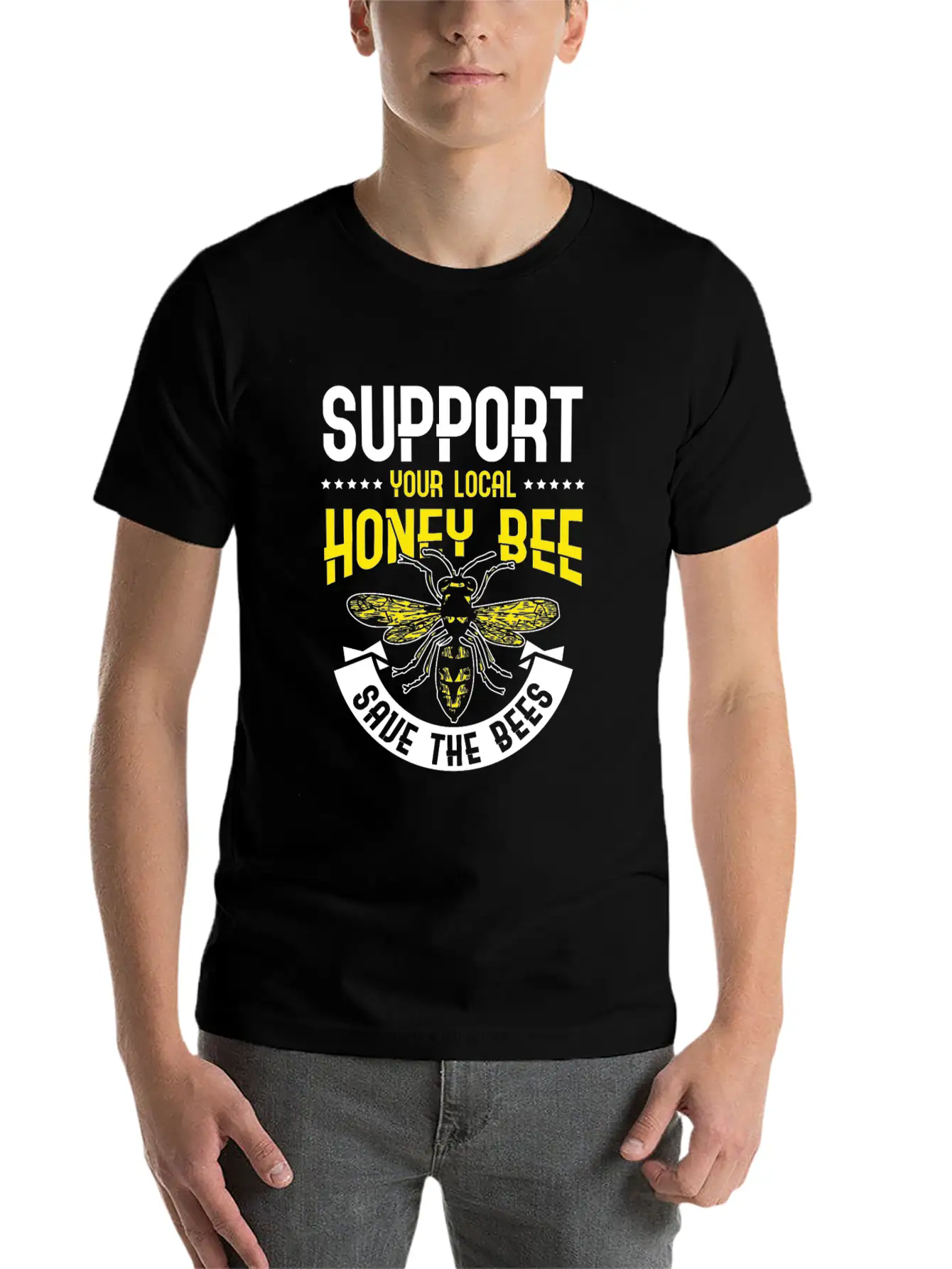 Support Your Local Honey Bee Save The Bees Unisex Casual T-Shirt – Clean Design For Daily Comfort
