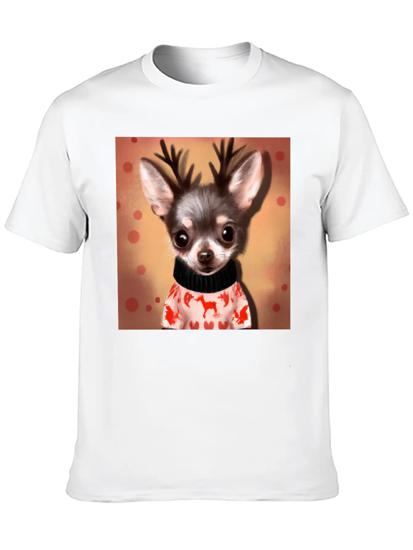Sweet Happy, Dog Chihuahua In A Christmas Sweater Basic Graphic T-Shirt – Daily Comfort In Soft Cotton