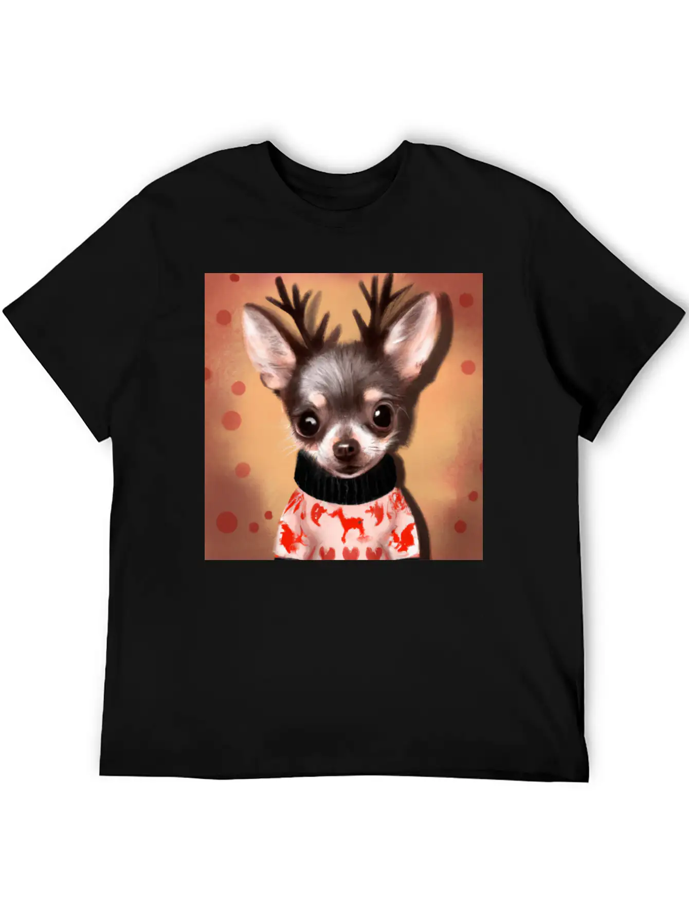 Sweet Happy, Dog Chihuahua In A Christmas Sweater Basic Graphic T-Shirt – Daily Comfort In Soft Cotton