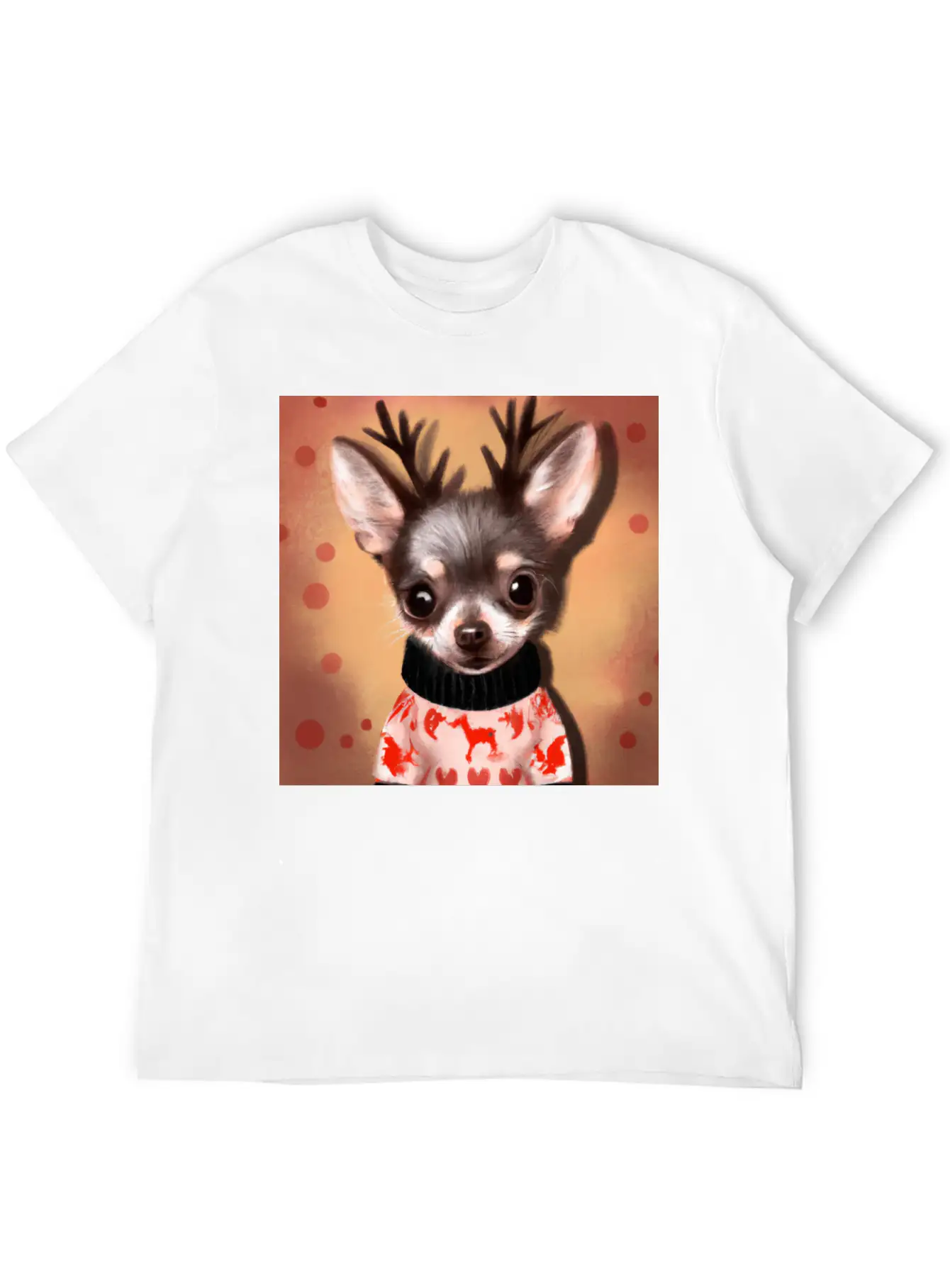 Sweet Happy, Dog Chihuahua In A Christmas Sweater Basic Graphic T-Shirt – Daily Comfort In Soft Cotton
