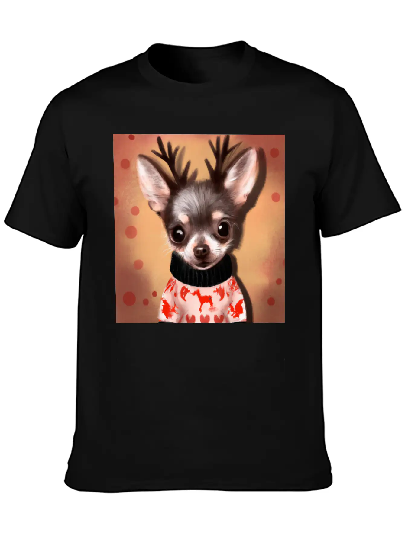 Sweet Happy, Dog Chihuahua In A Christmas Sweater Basic Graphic T-Shirt – Daily Comfort In Soft Cotton