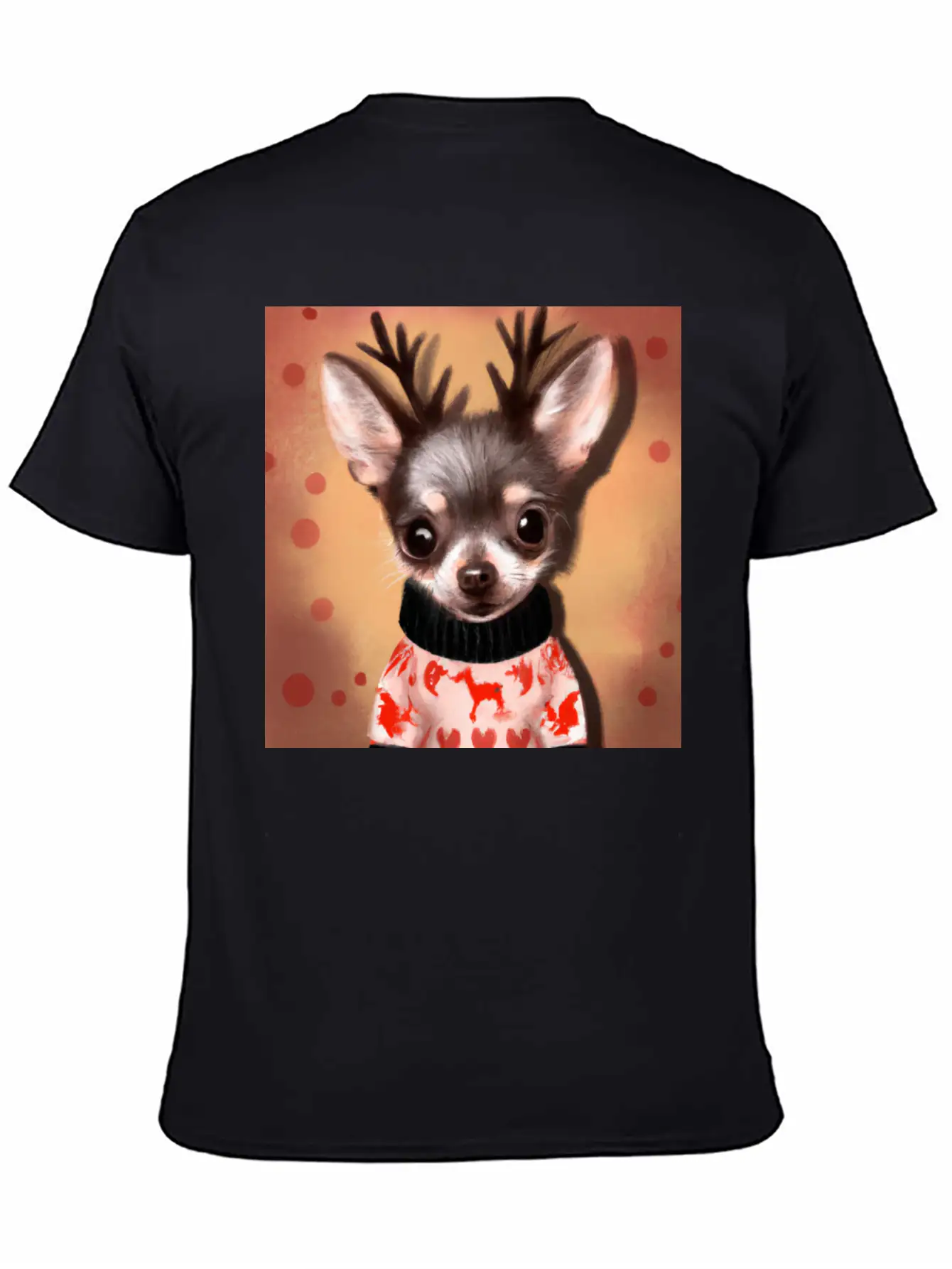 Sweet Happy, Dog Chihuahua In A Christmas Sweater Basic Graphic T-Shirt – Daily Comfort In Soft Cotton