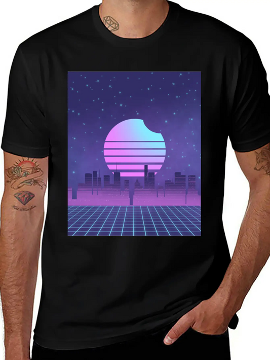 Synthwave Sunset Glitchy Miami Vaporwave City Unisex Casual T-Shirt – Clean Design For Daily Comfort