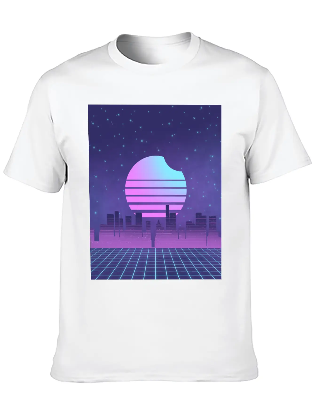 Synthwave Sunset Glitchy Miami Vaporwave City Unisex Casual T-Shirt – Clean Design For Daily Comfort