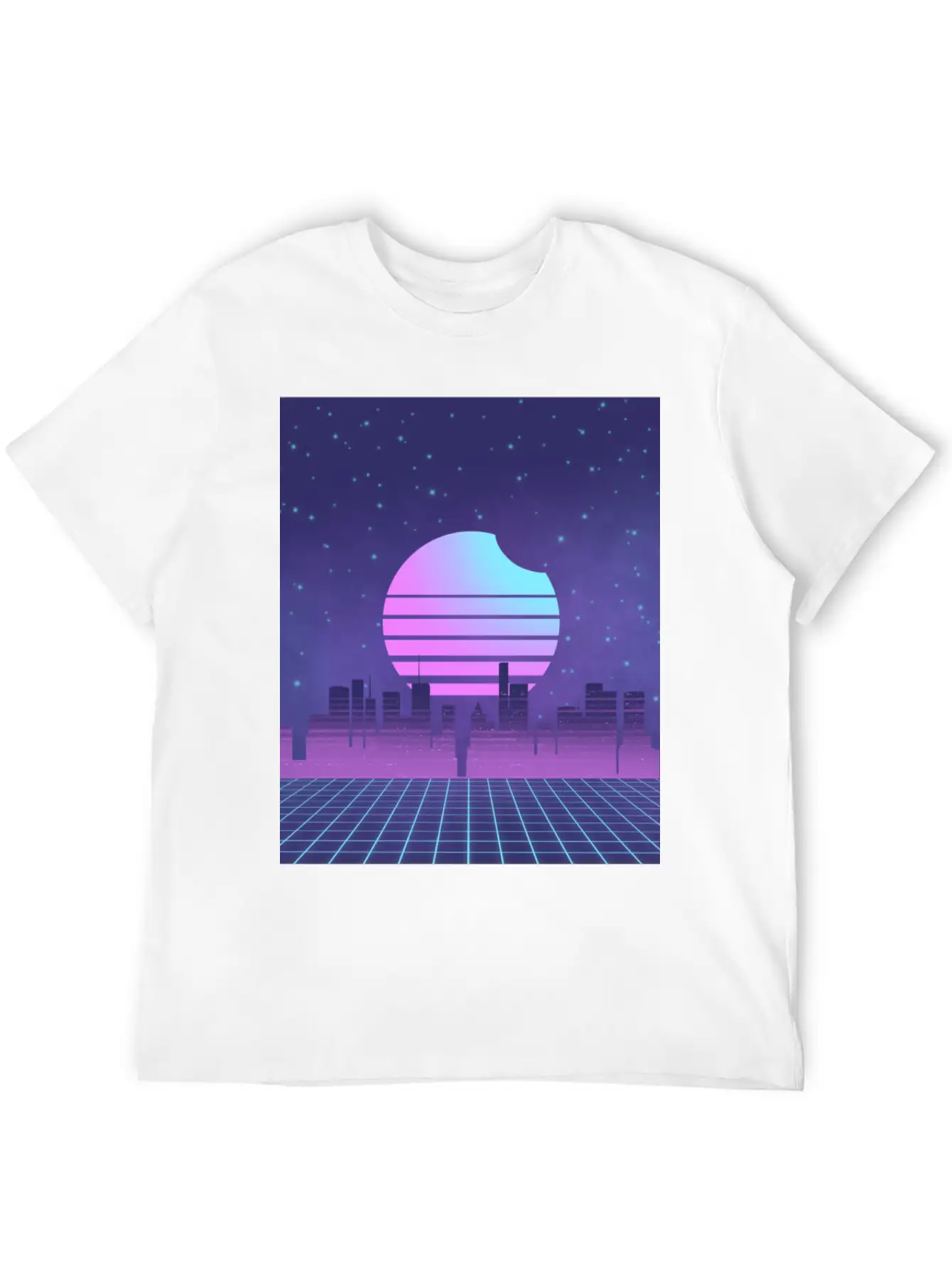 Synthwave Sunset Glitchy Miami Vaporwave City Unisex Casual T-Shirt – Clean Design For Daily Comfort