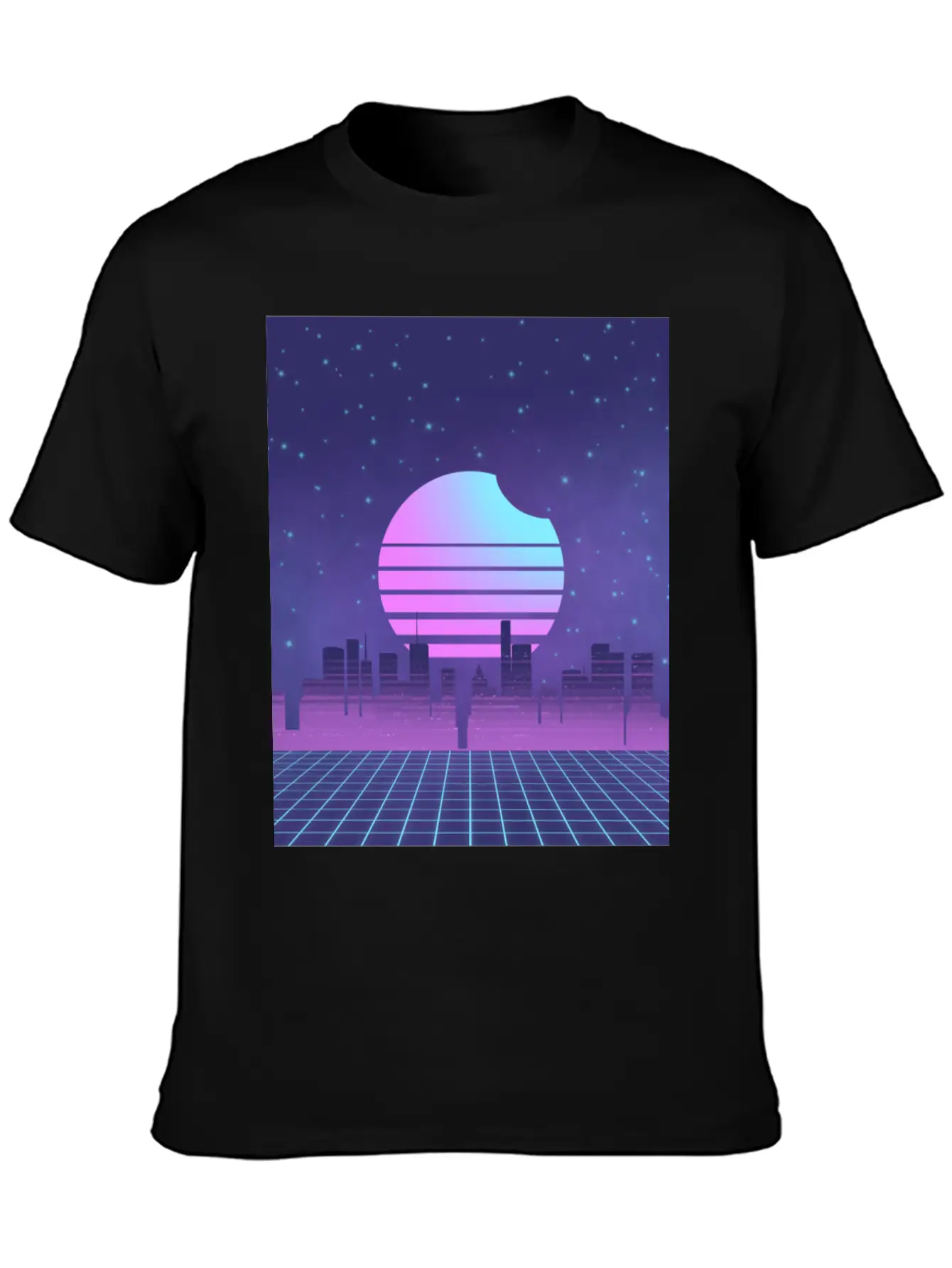 Synthwave Sunset Glitchy Miami Vaporwave City Unisex Casual T-Shirt – Clean Design For Daily Comfort