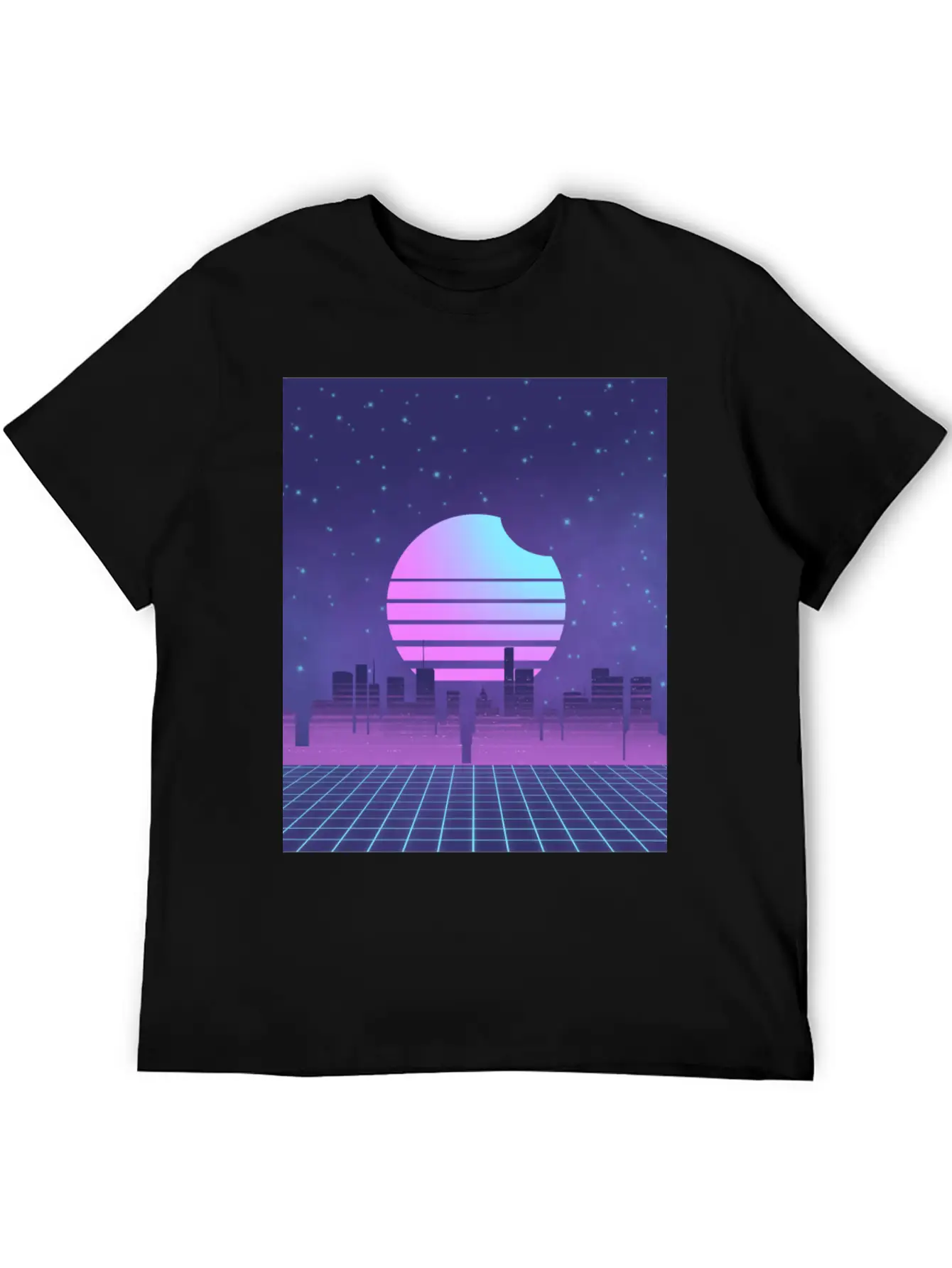Synthwave Sunset Glitchy Miami Vaporwave City Unisex Casual T-Shirt – Clean Design For Daily Comfort