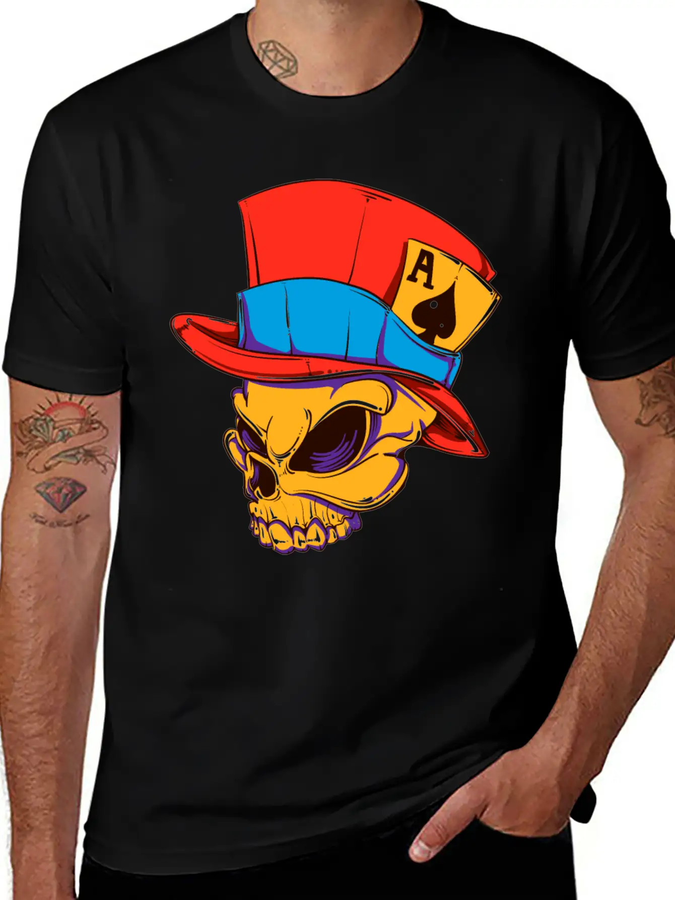 T-Shirt Streetwear Skull Card Player Vector Image Modern Fit Casual T-Shirt – Clean And Versatile Design
