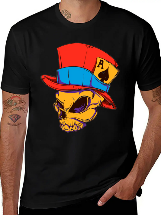 T-Shirt Streetwear Skull Card Player Vector Image Modern Fit Casual T-Shirt – Clean And Versatile Design